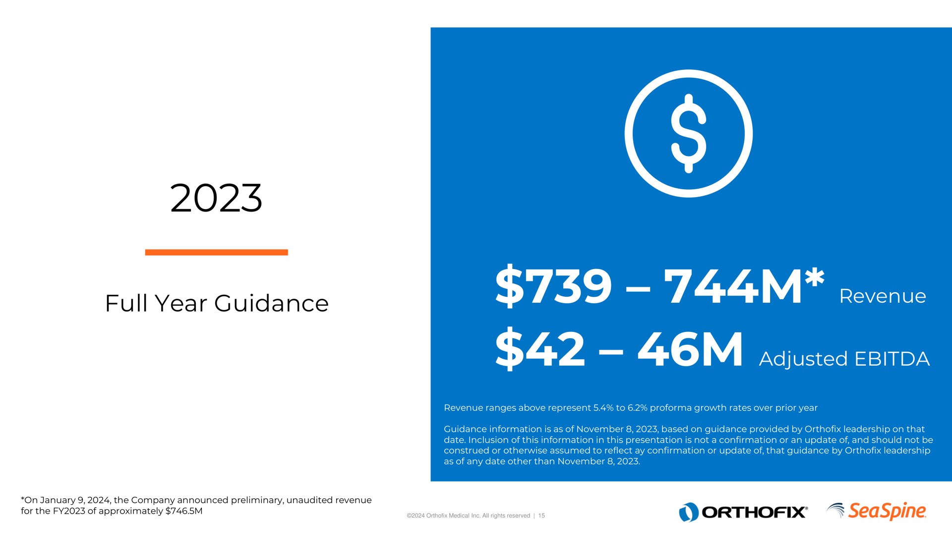 full year guidance revenue a adjusted a | Orthofix