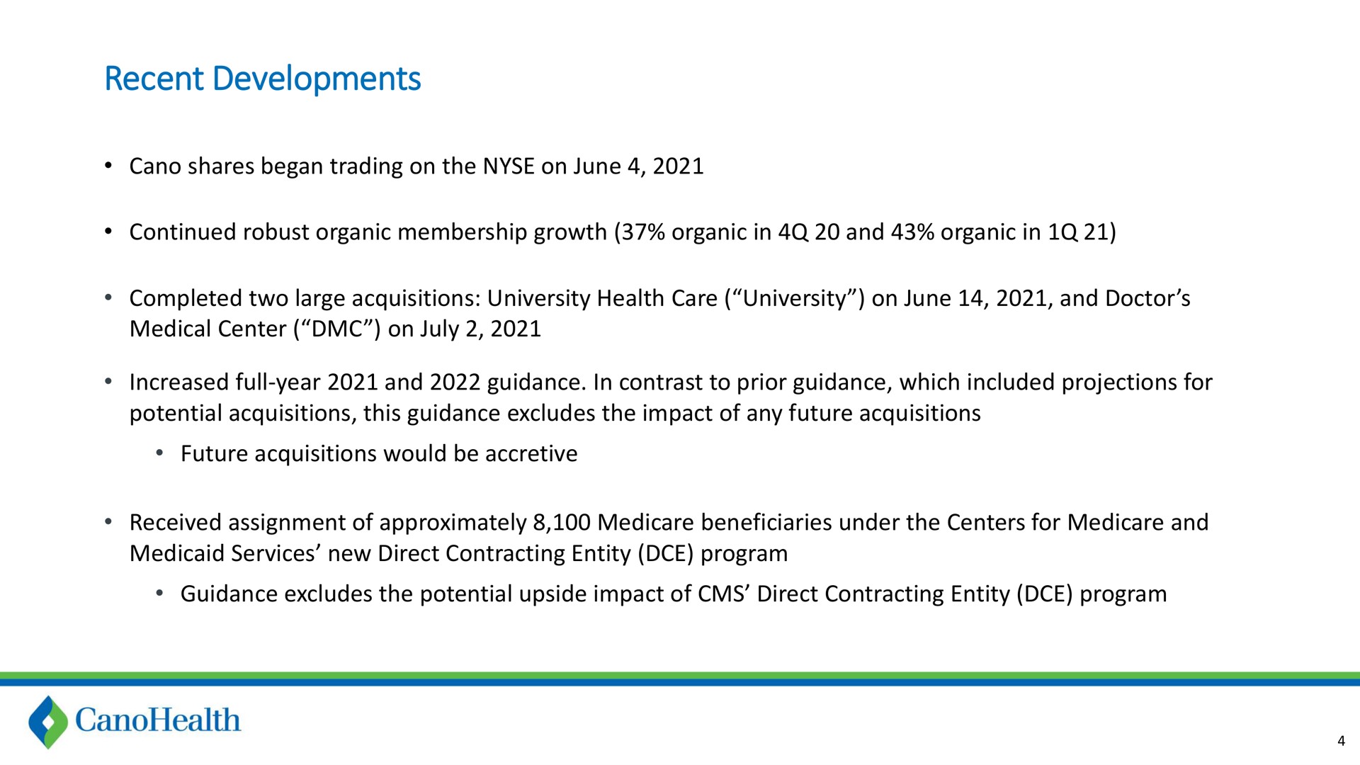 recent developments | Cano Health