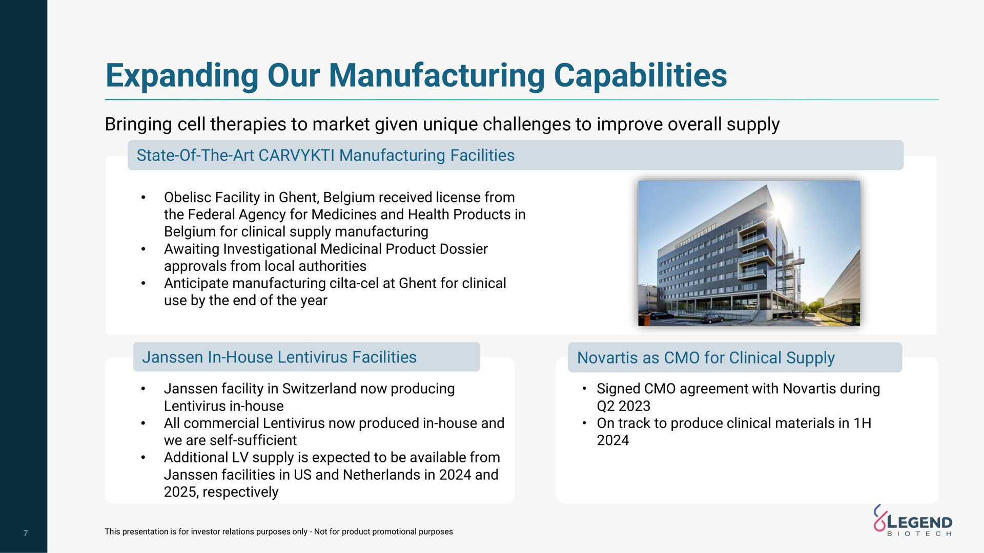 expanding our manufacturing capabilities | Legend Biotech
