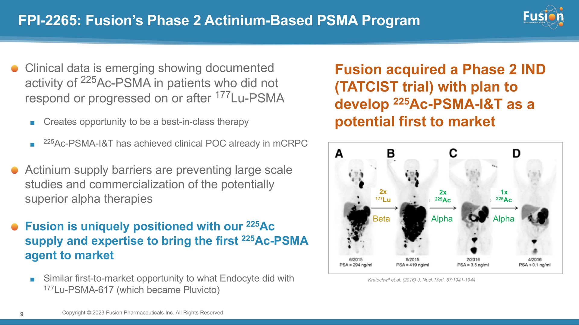fusion phase actinium based program fusion acquired a phase trial with plan to develop i as a potential first to market activity of in patients who did not respond or progressed on or after agent at | Fusion Pharmaceuticals