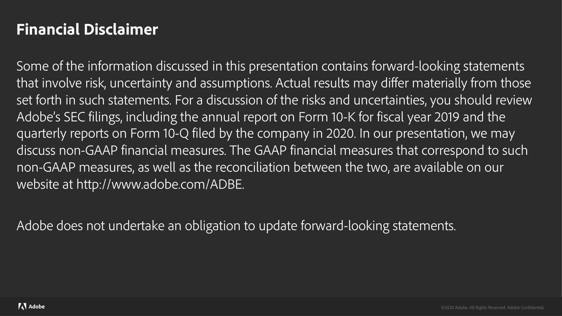 financial disclaimer | Adobe