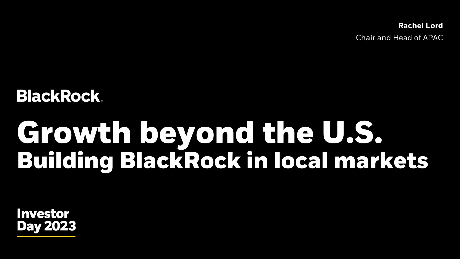 growth beyond the building in local markets investor day | BlackRock