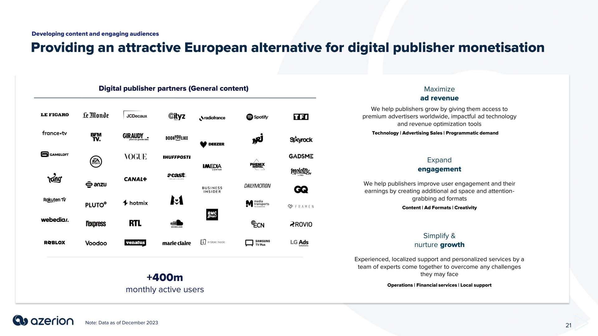 providing an attractive alternative for digital publisher | Azerion