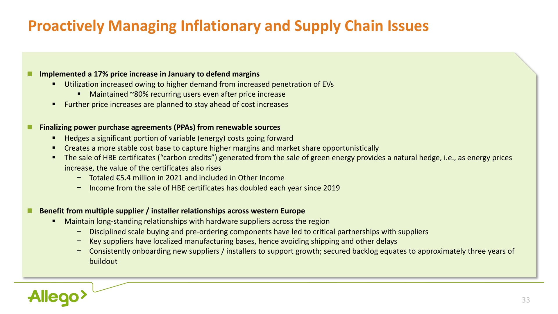 managing inflationary and supply chain issues | Allego
