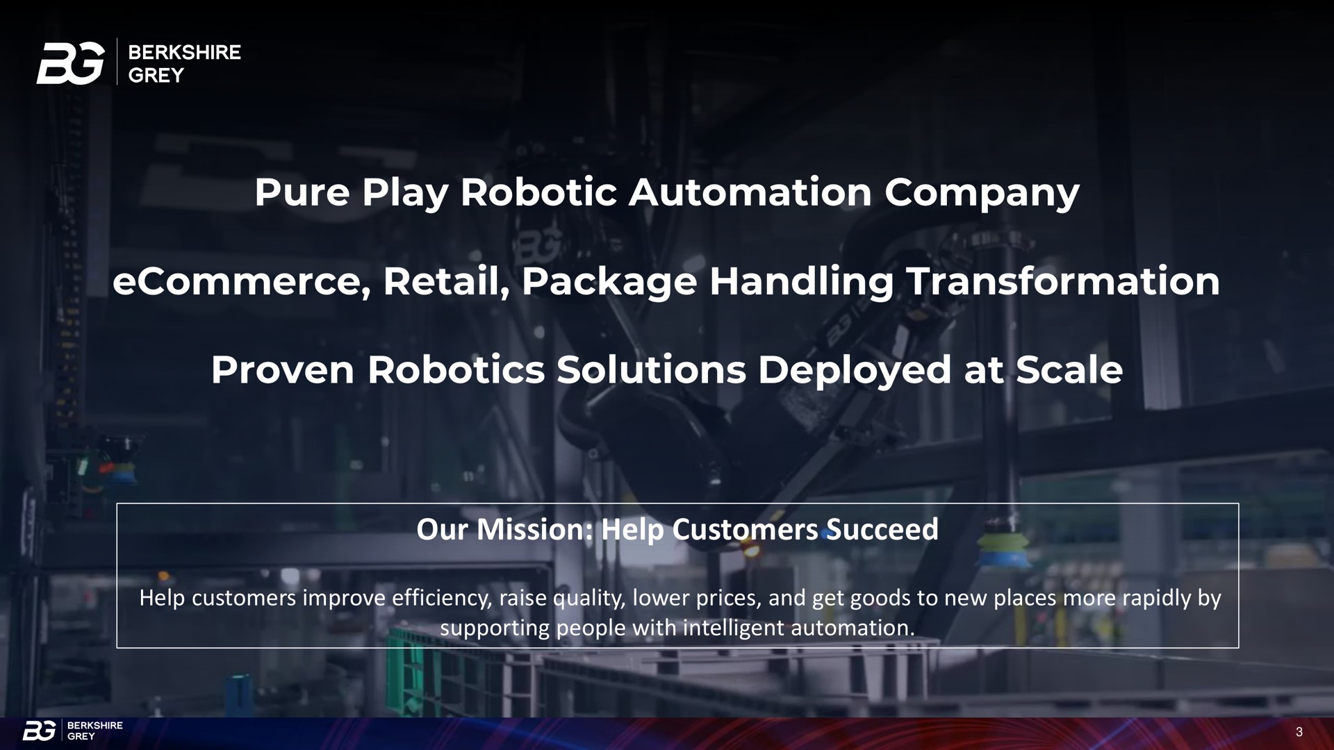 pure play company retail package handling transformation proven solutions deployed at scale our mission help customers succeed | Berkshire Grey
