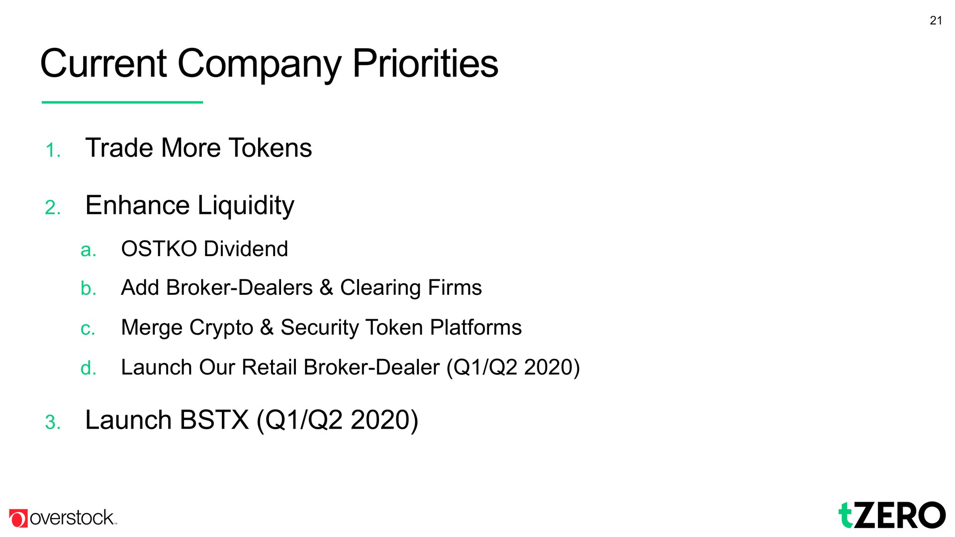 current company priorities | Overstock
