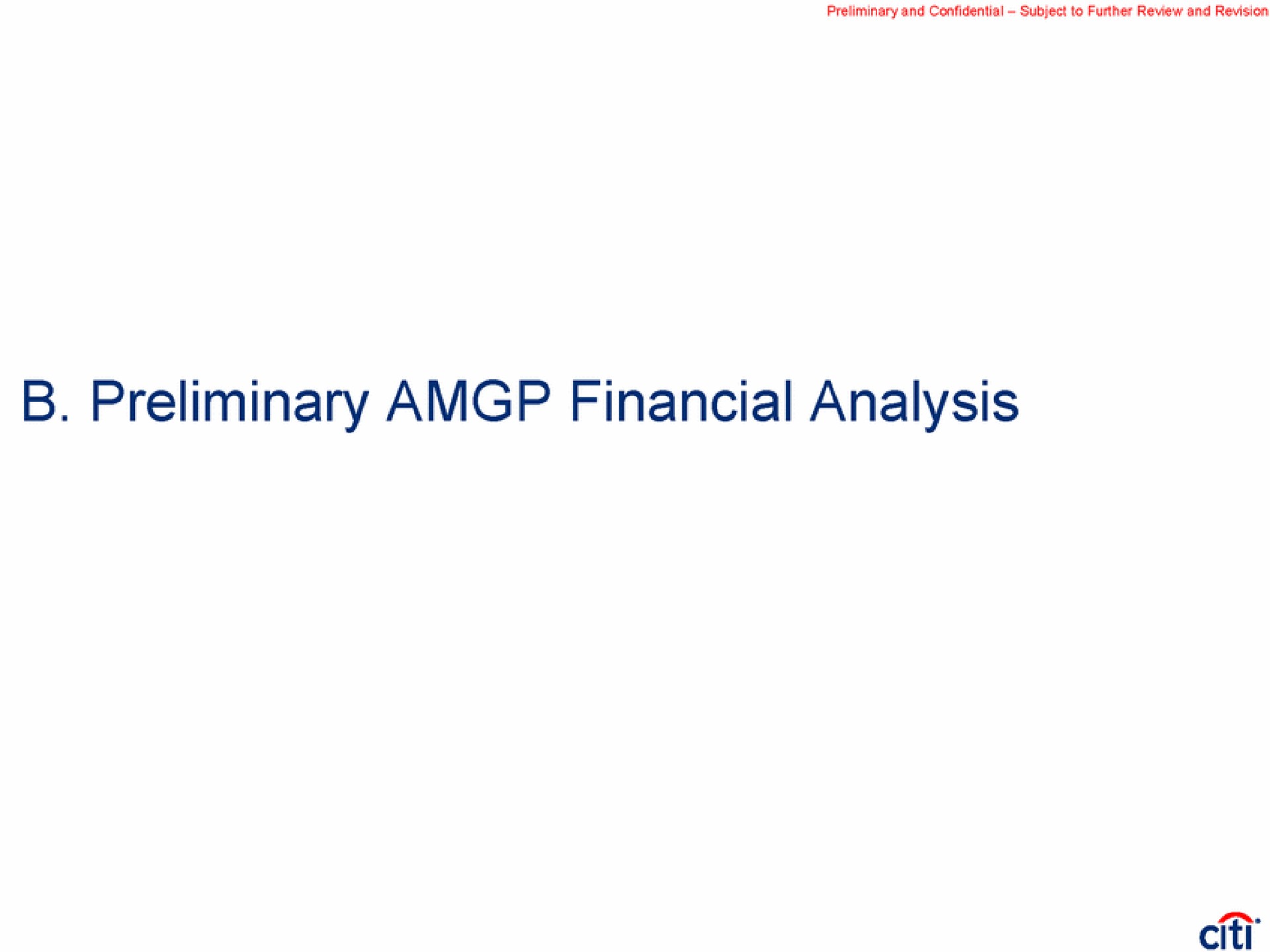 preliminary financial analysis | Citi