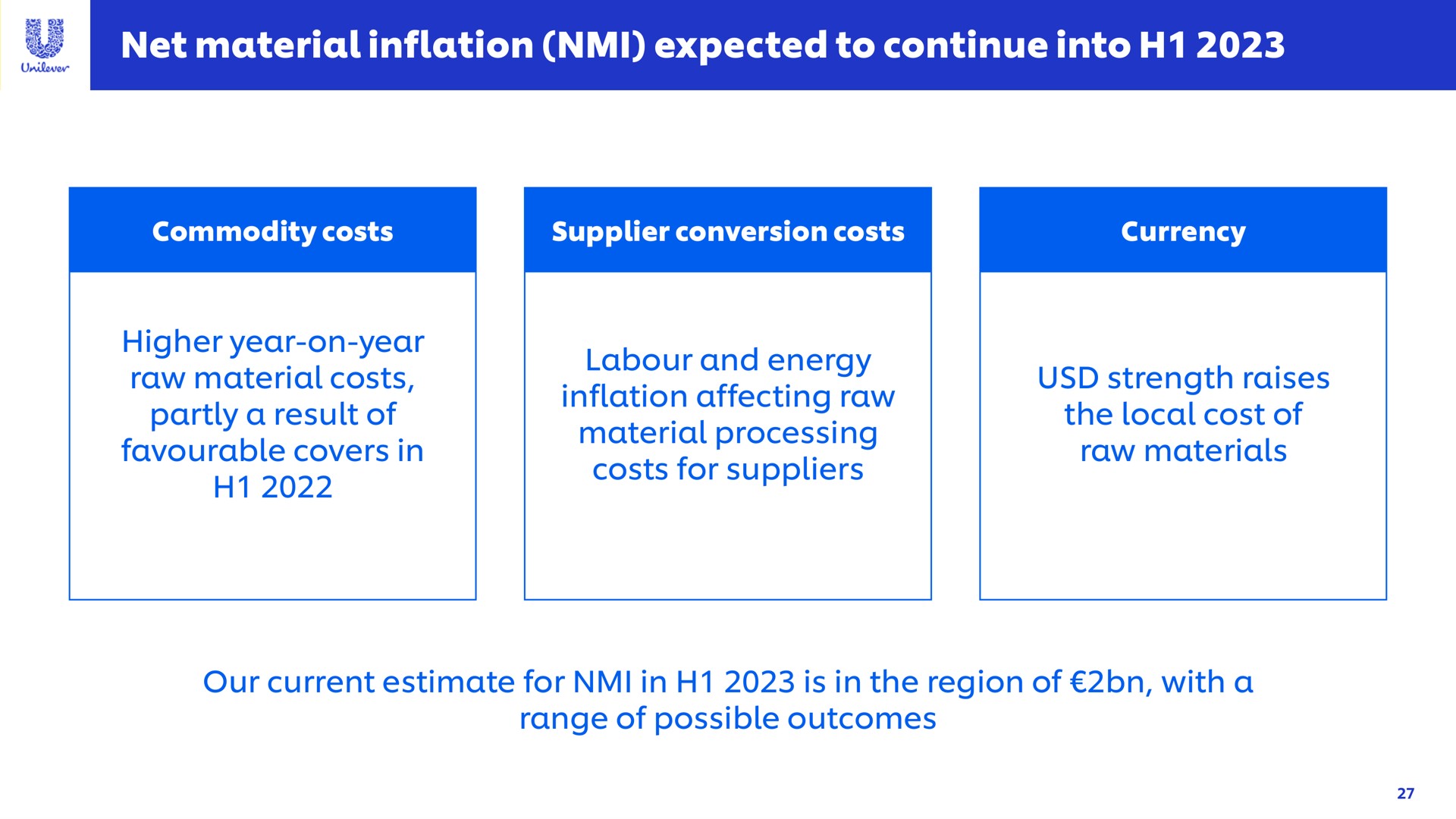 net material inflation expected to continue into | Unilever