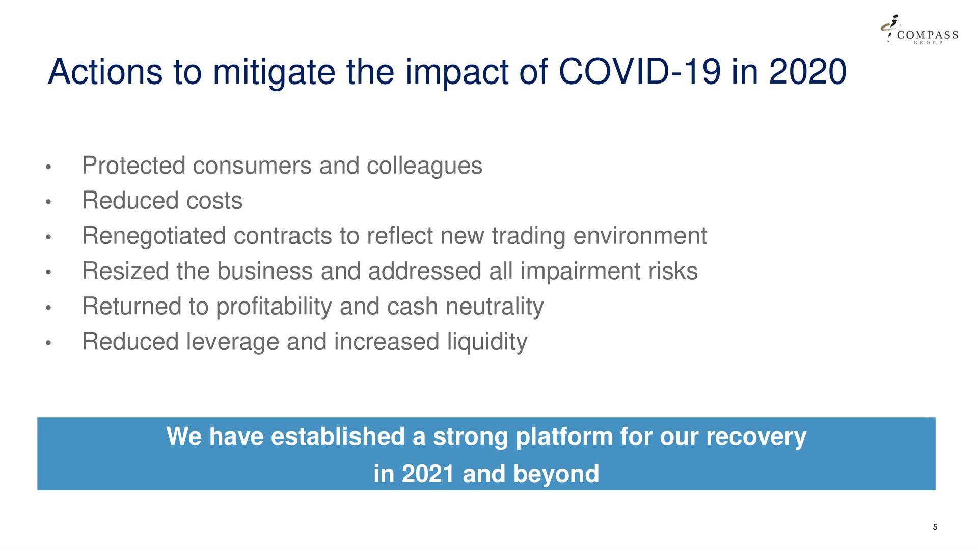actions to mitigate the impact of covid in a | Compass Group