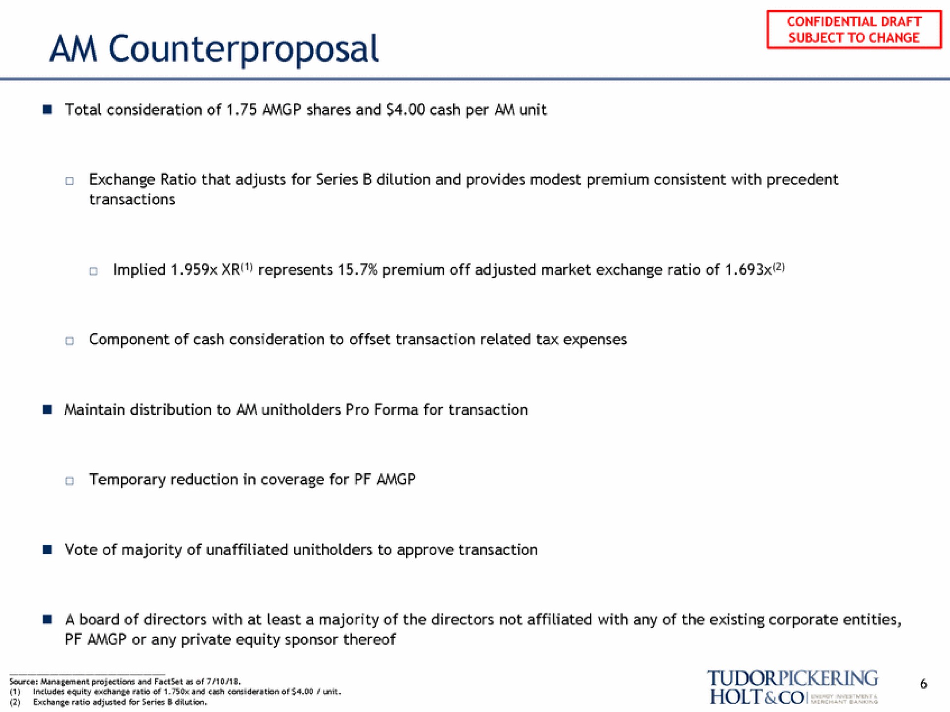 am counterproposal management projections and at of | Tudor, Pickering, Holt & Co