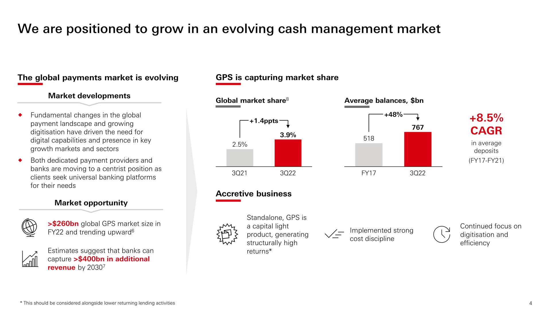 we are positioned to grow in an evolving cash management market global size | HSBC