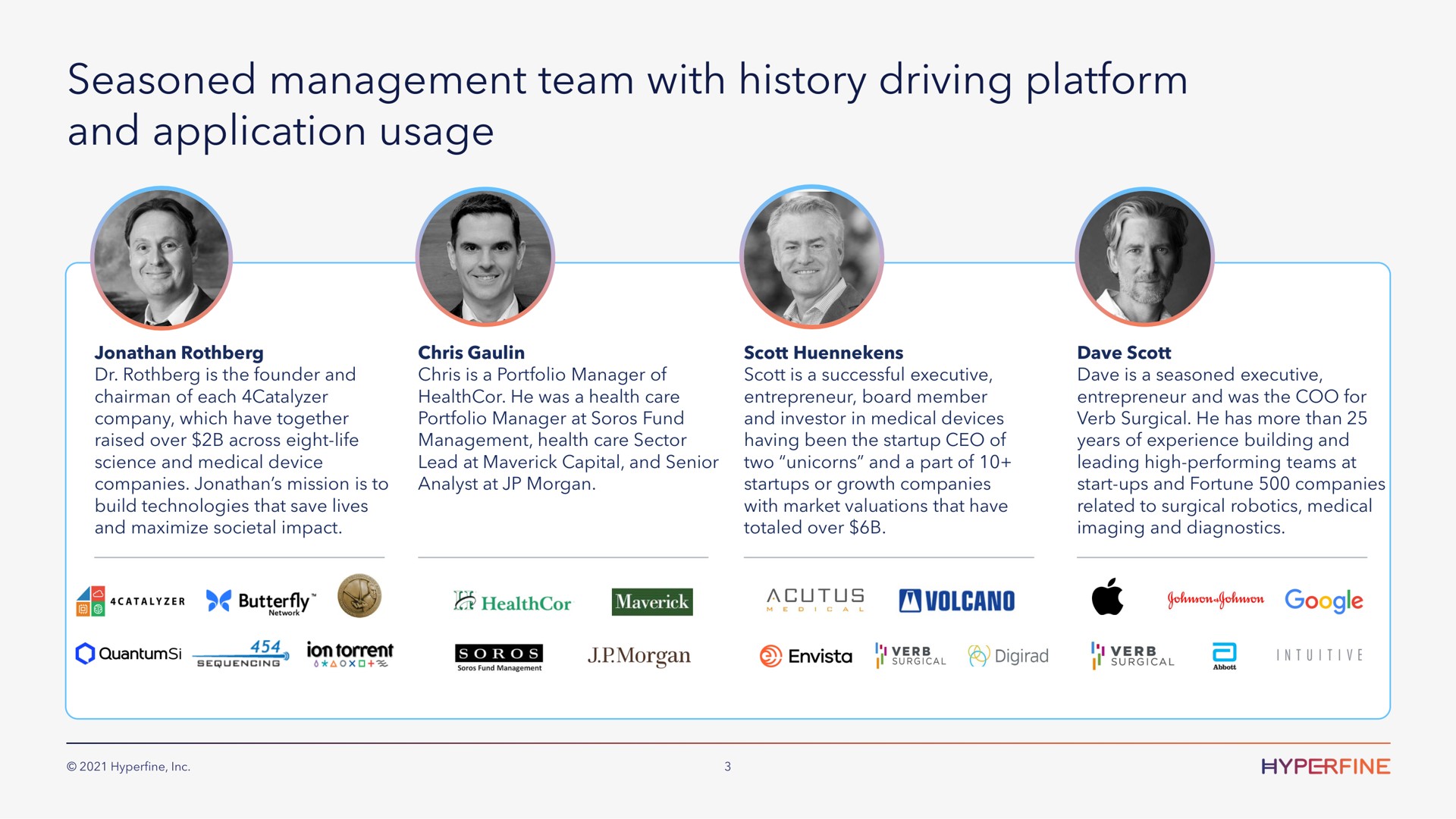 seasoned management team with history driving platform and application usage | Hyperfine