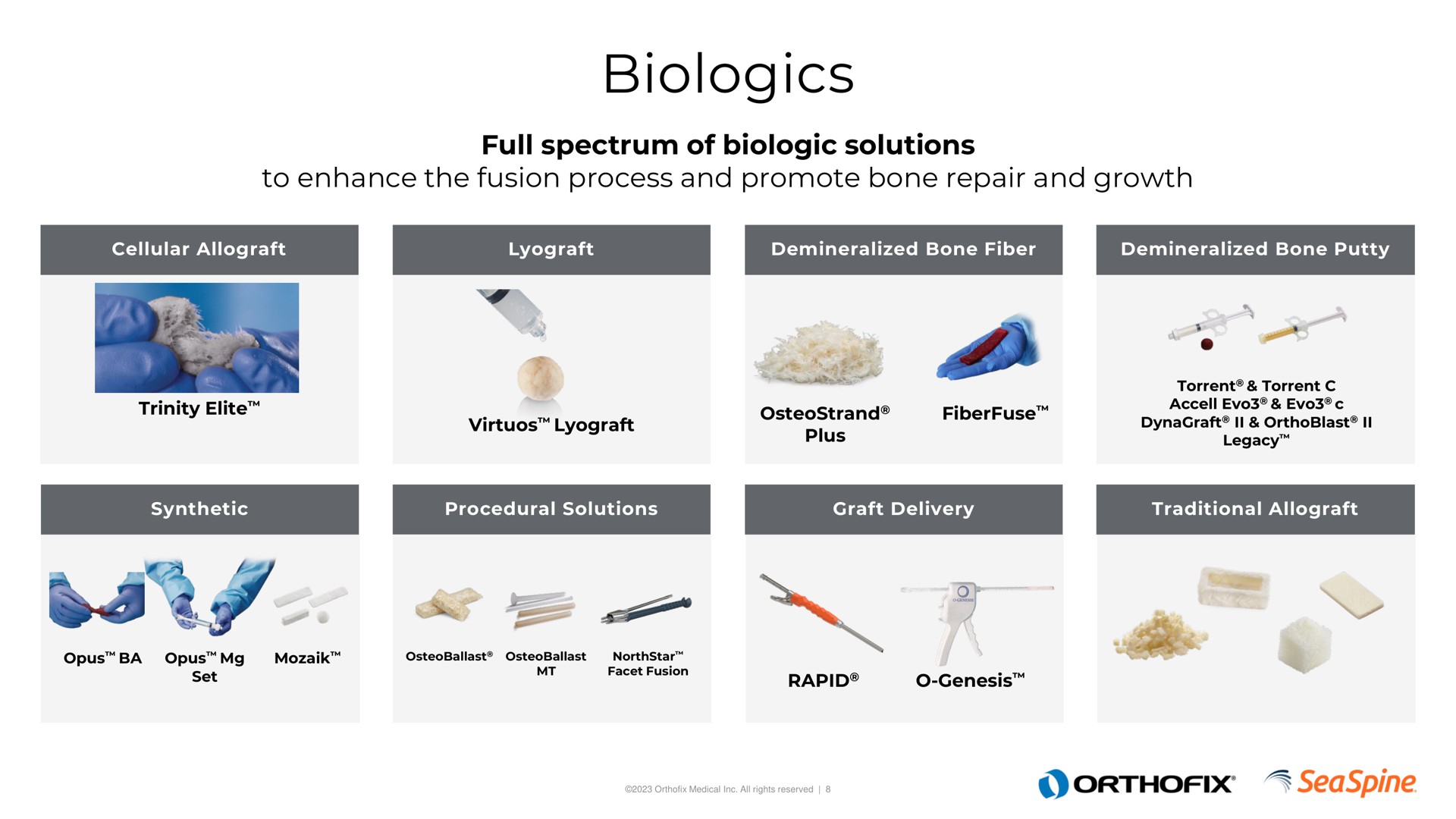 full spectrum of biologic solutions to enhance the fusion process and promote bone repair and growth see care | Orthofix