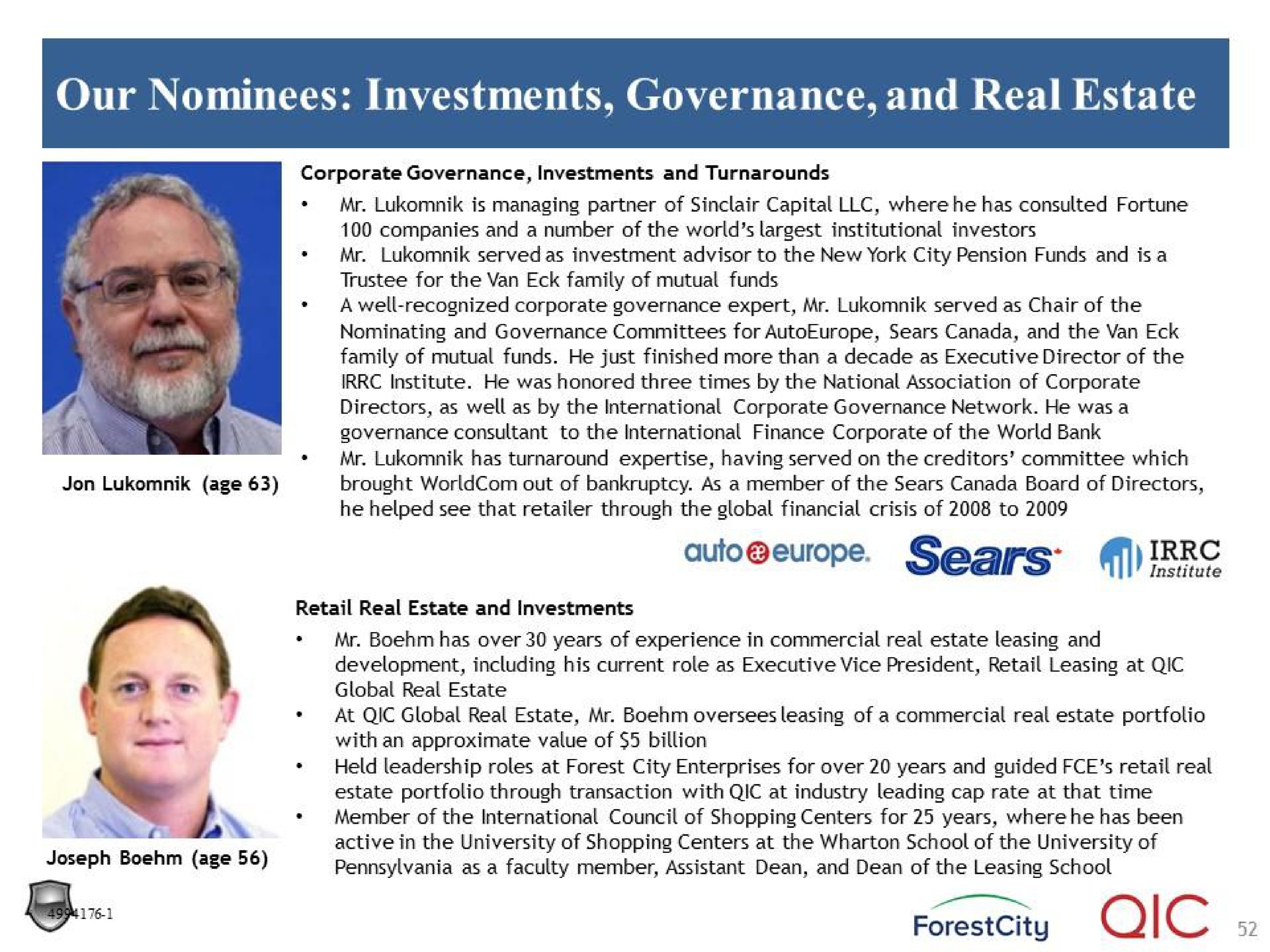 our nominees investments governance and real estate auto sears | Legion Partners