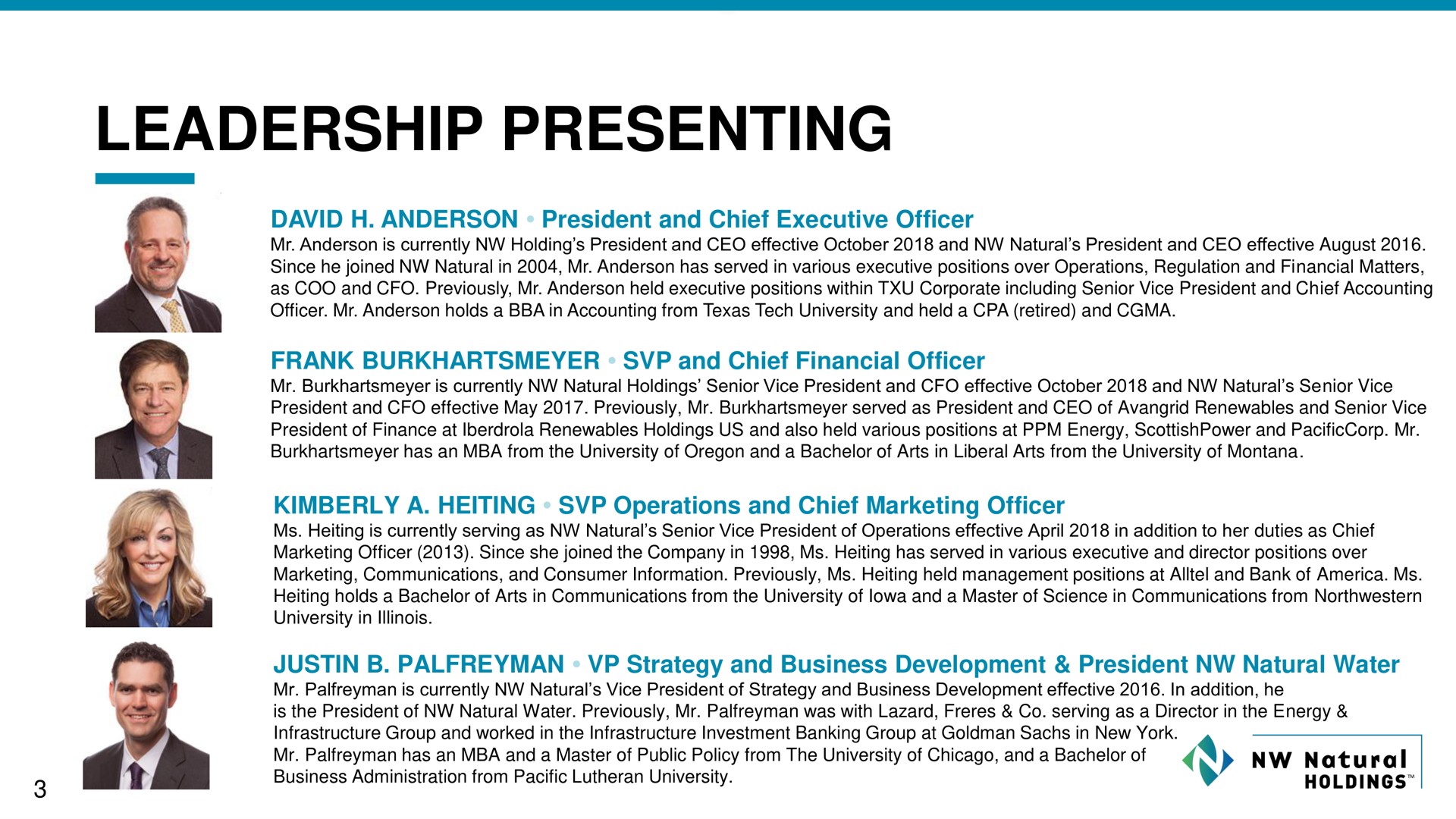leadership presenting | NW Natural Holdings