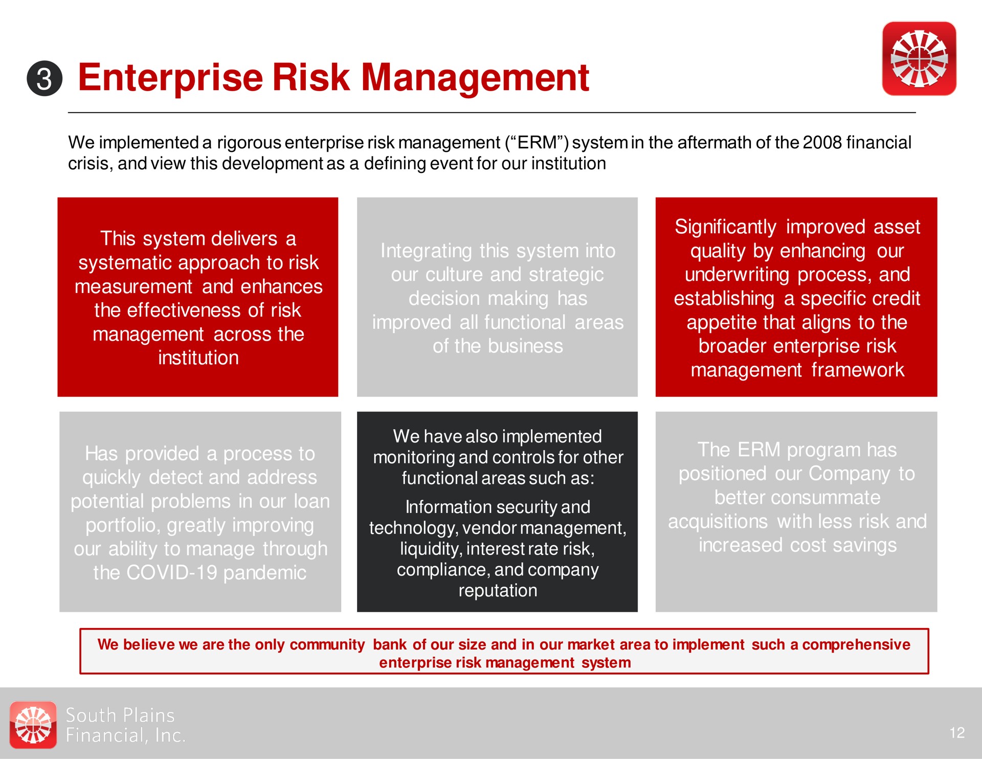enterprise risk management | South Plains Financial