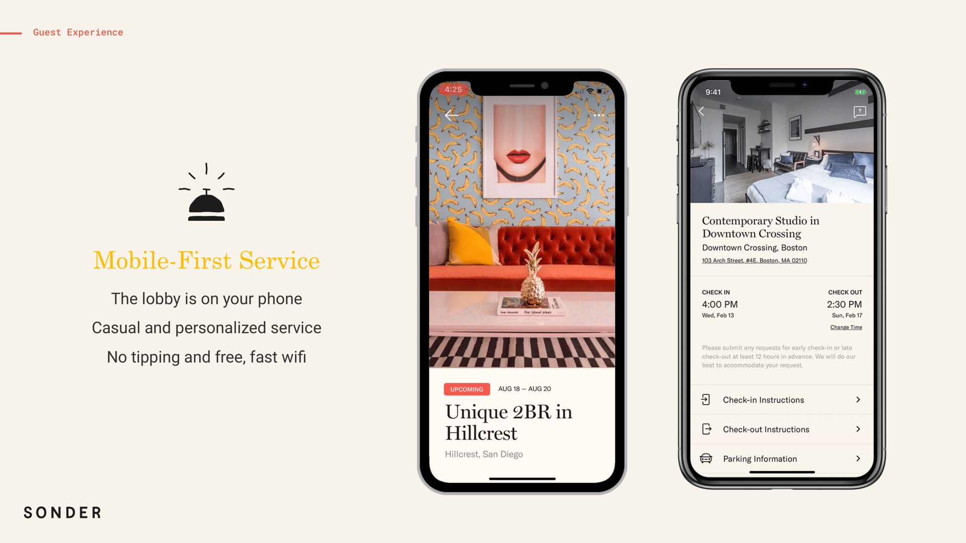 the lobby is on your phone casual and personalized service no tipping and free fast unique in | Sonder