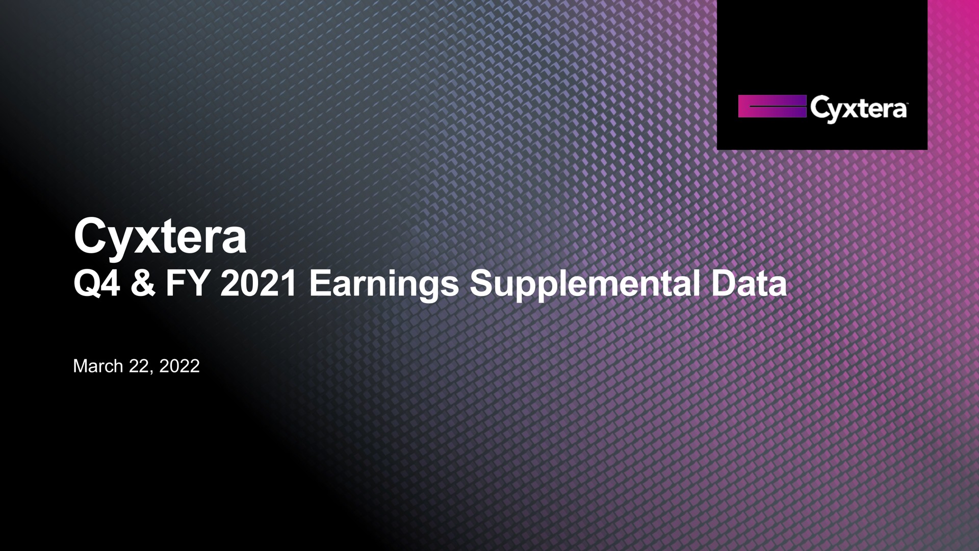 earnings supplemental data one lee | Cyxtera