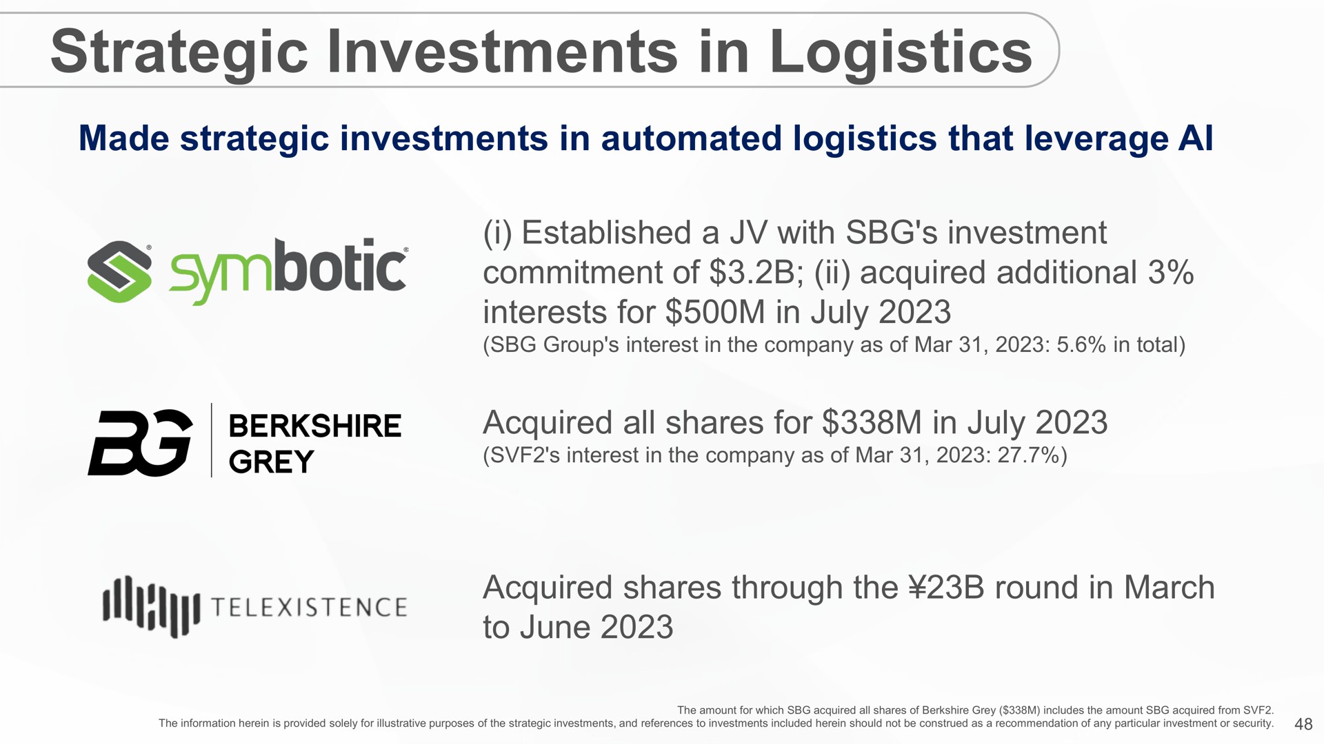 strategic investments in logistics | SoftBank
