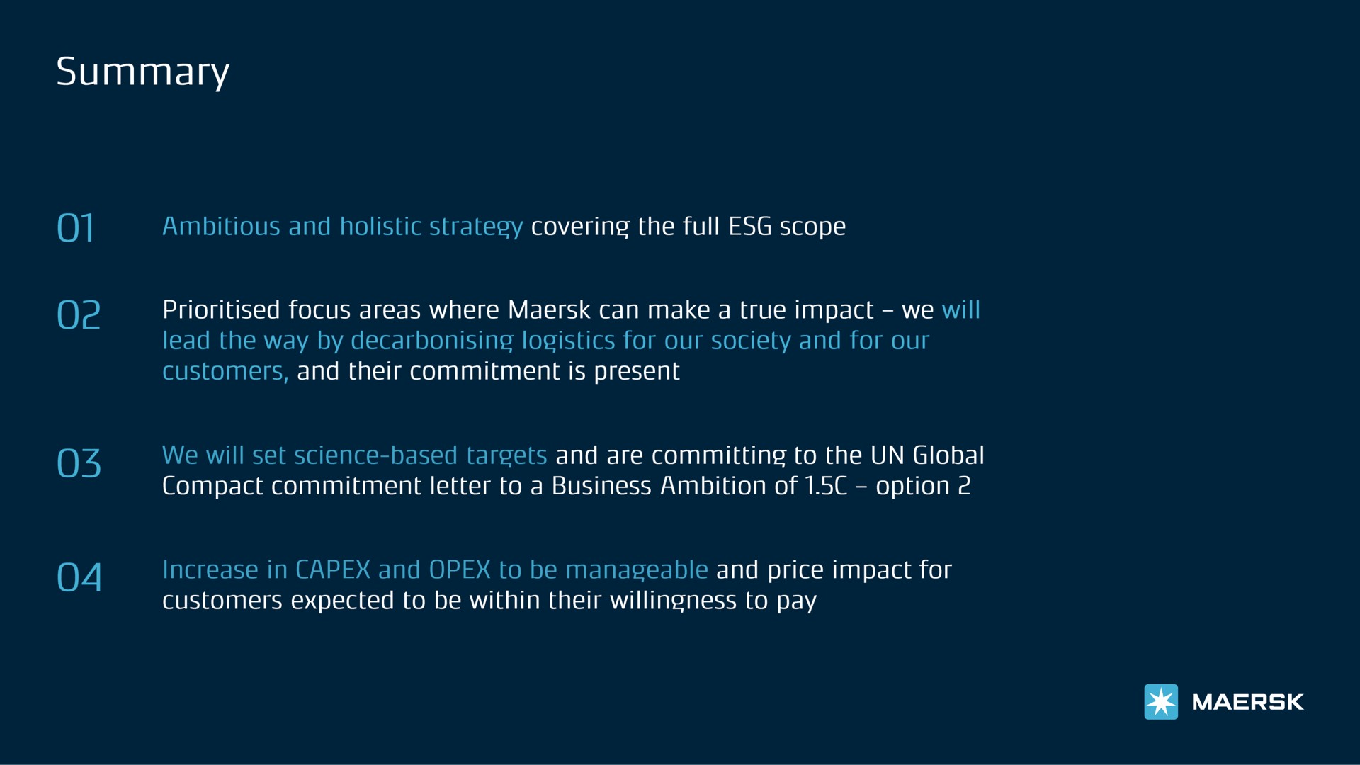 summary to | Maersk