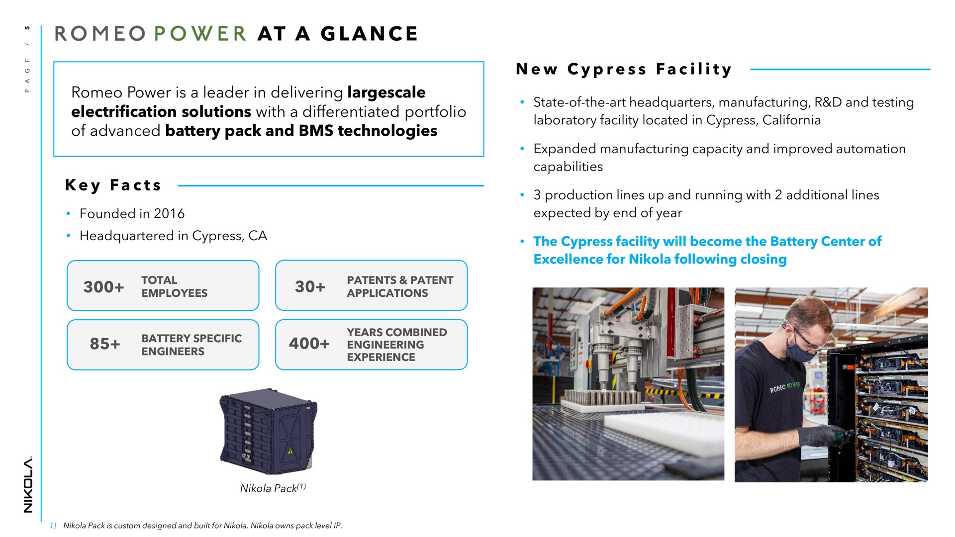 at a a power is a leader in delivering electrification solutions with a differentiated portfolio of advanced battery pack and technologies a a i i glance specific engineers new cypress facility | Nikola