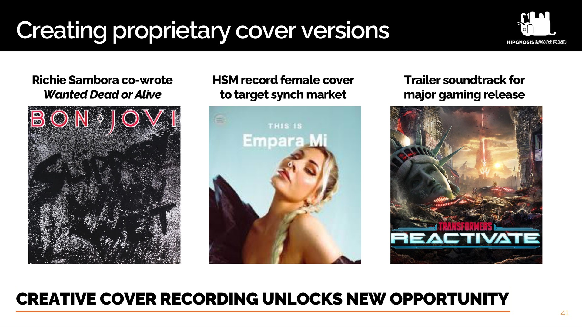 creating proprietary cover versions creative recording unlocks new opportunity | Hipgnosis Songs Fund