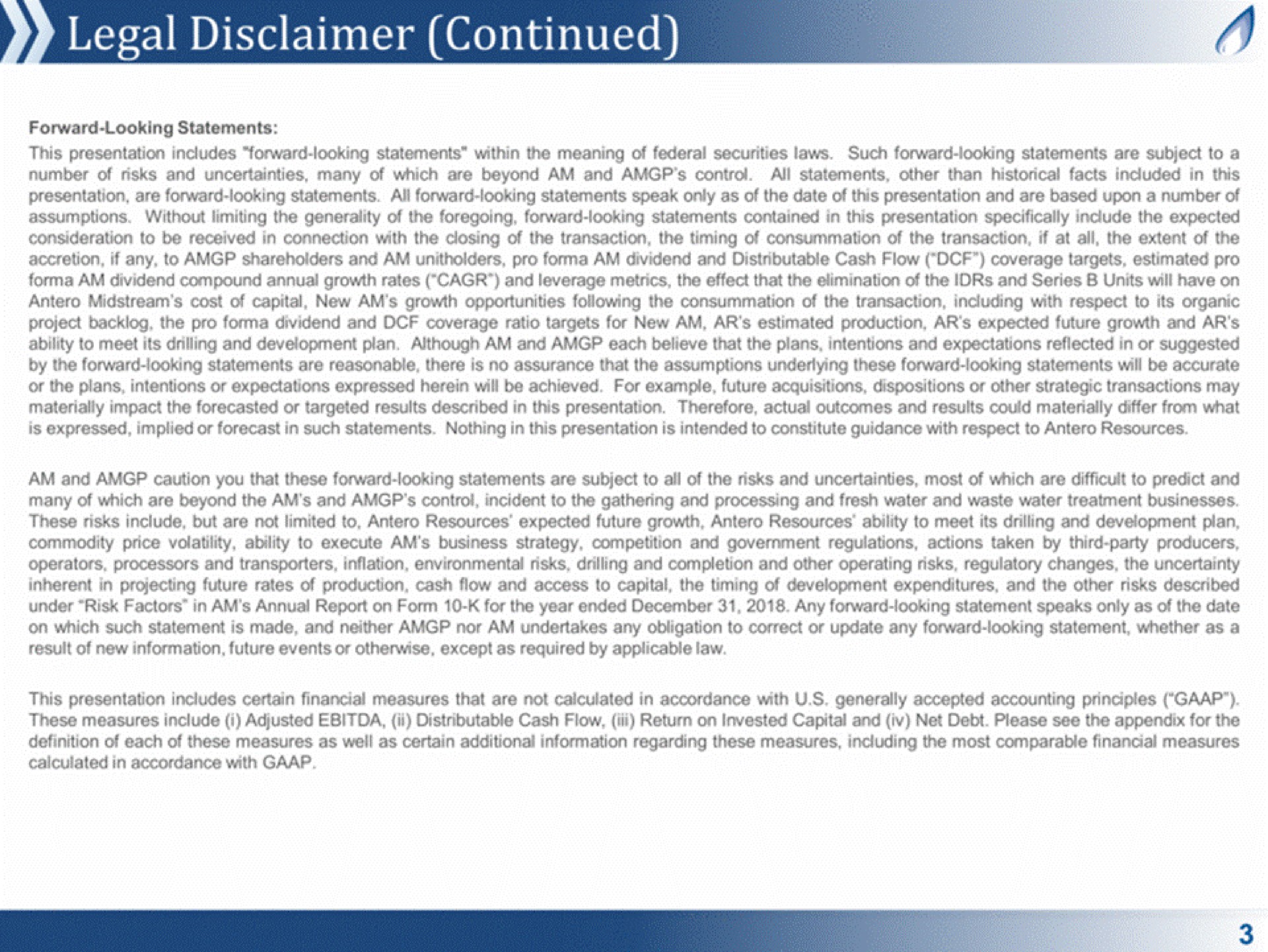 legal disclaimer continued | Antero Midstream Partners