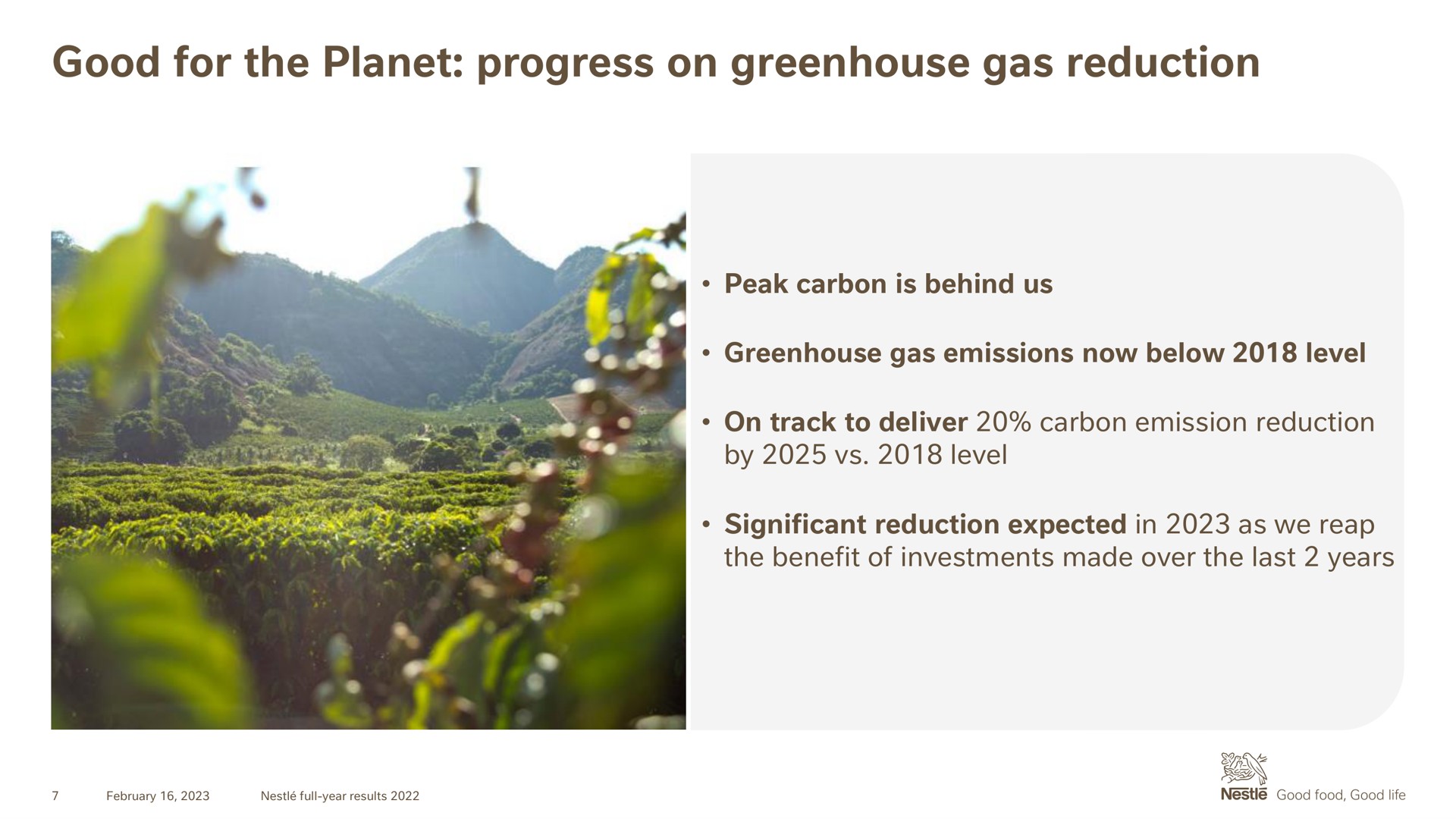 good for the planet progress on greenhouse gas reduction | Nestle