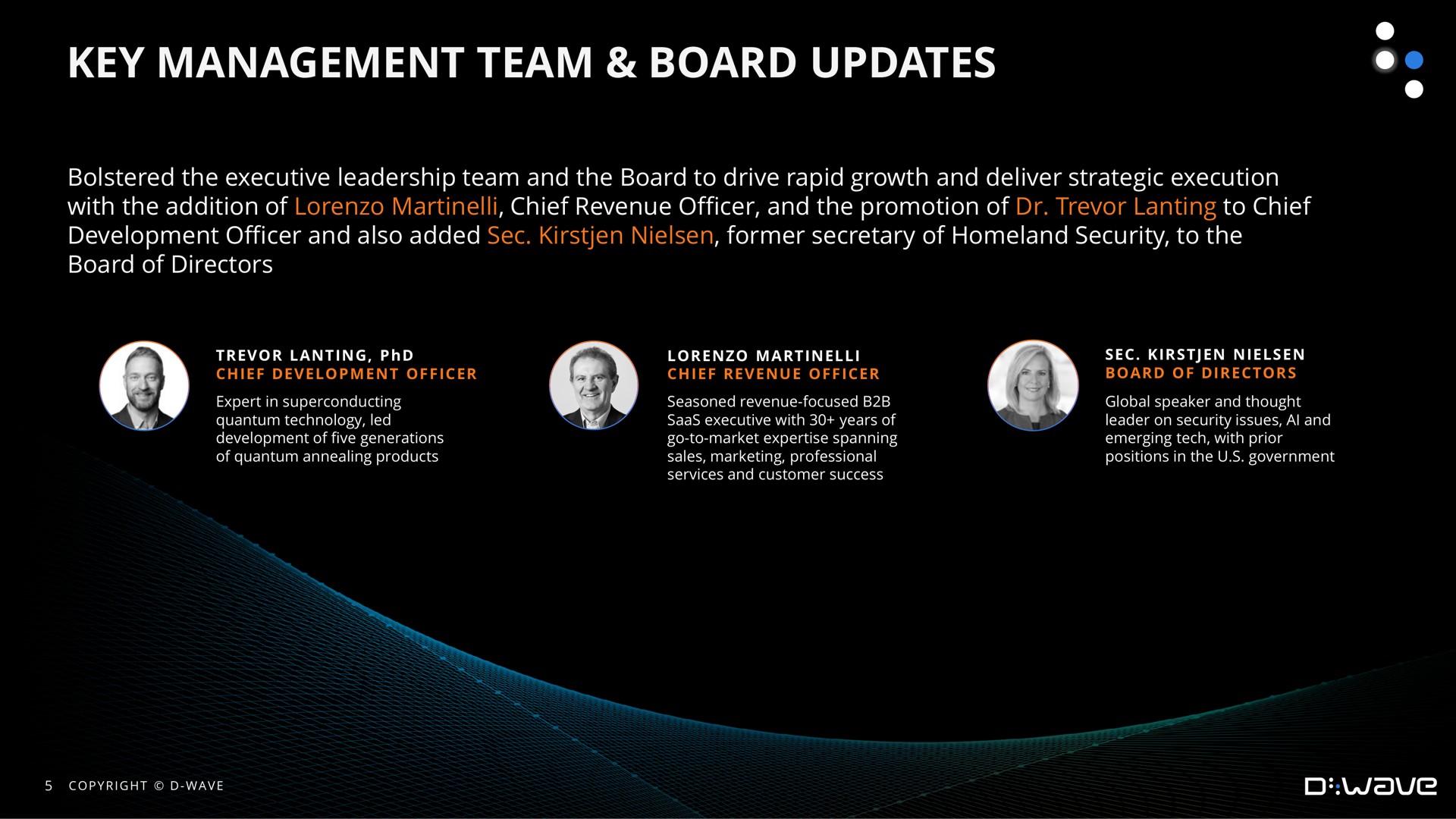 key management team board updates | D-Wave