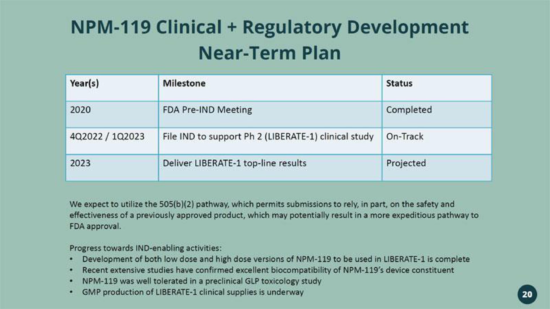 clinical regulatory development near term plan year milestone status | Vivani Medical