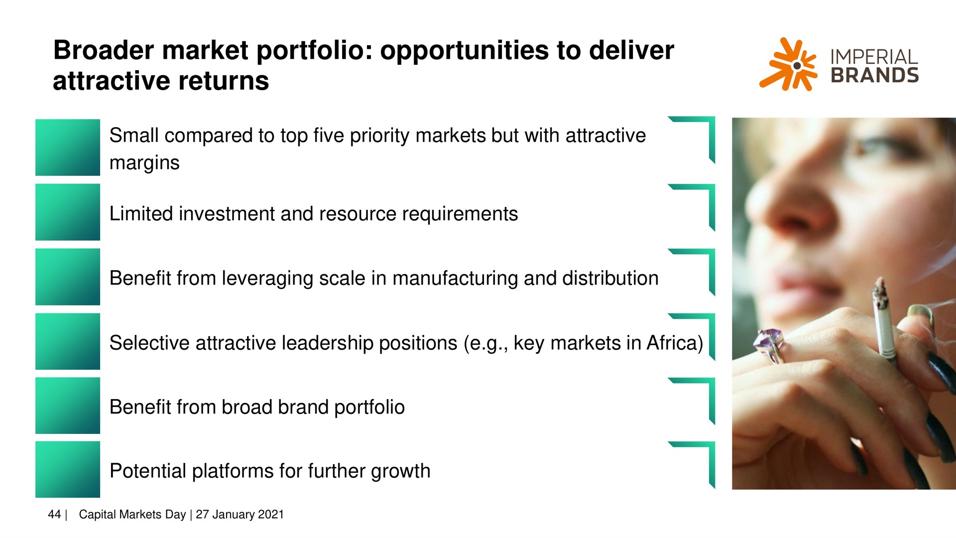 market portfolio opportunities to deliver attractive returns imperial brands a a | Imperial Brands