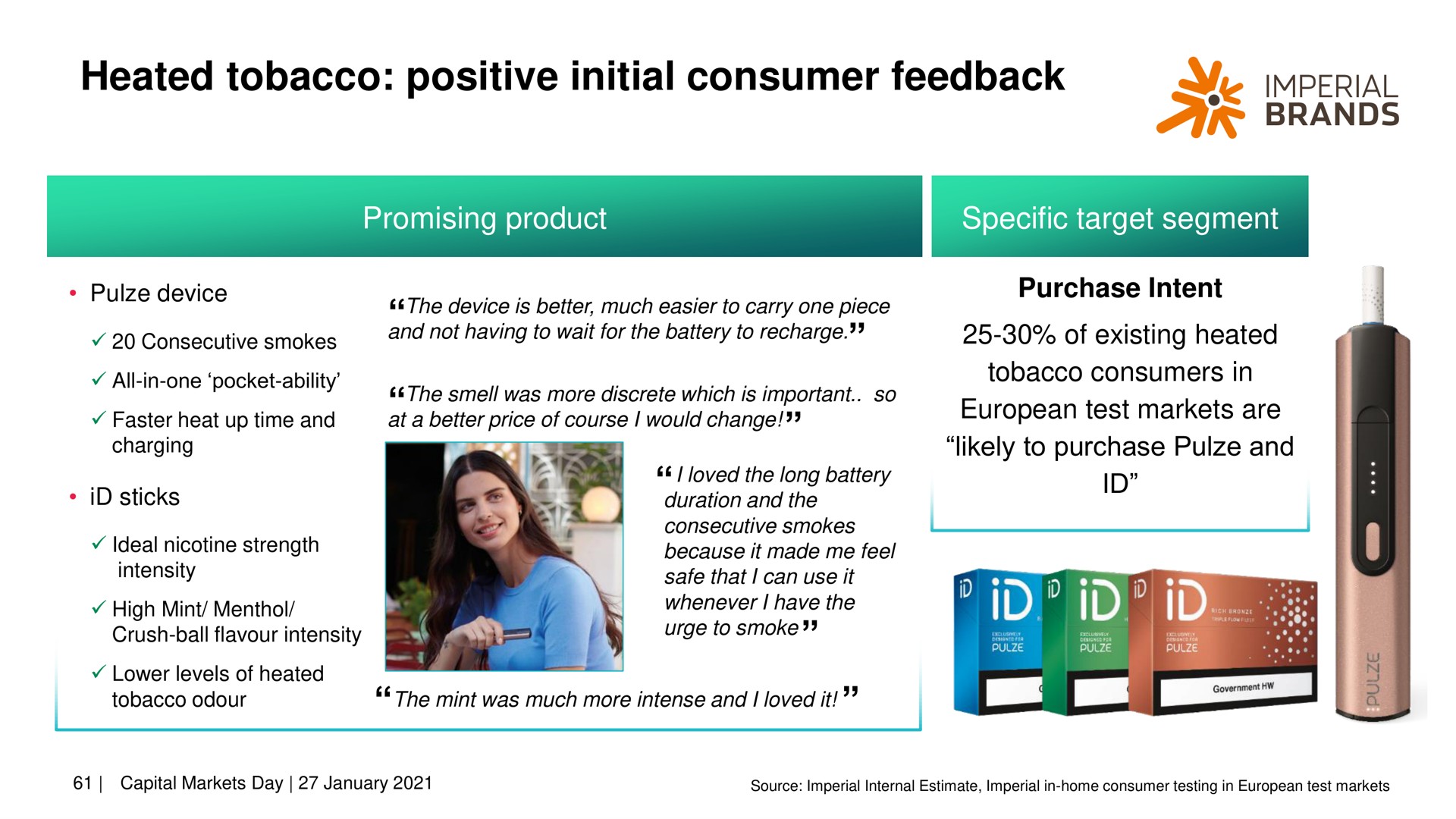 heated tobacco positive initial consumer feedback imperial brands | Imperial Brands