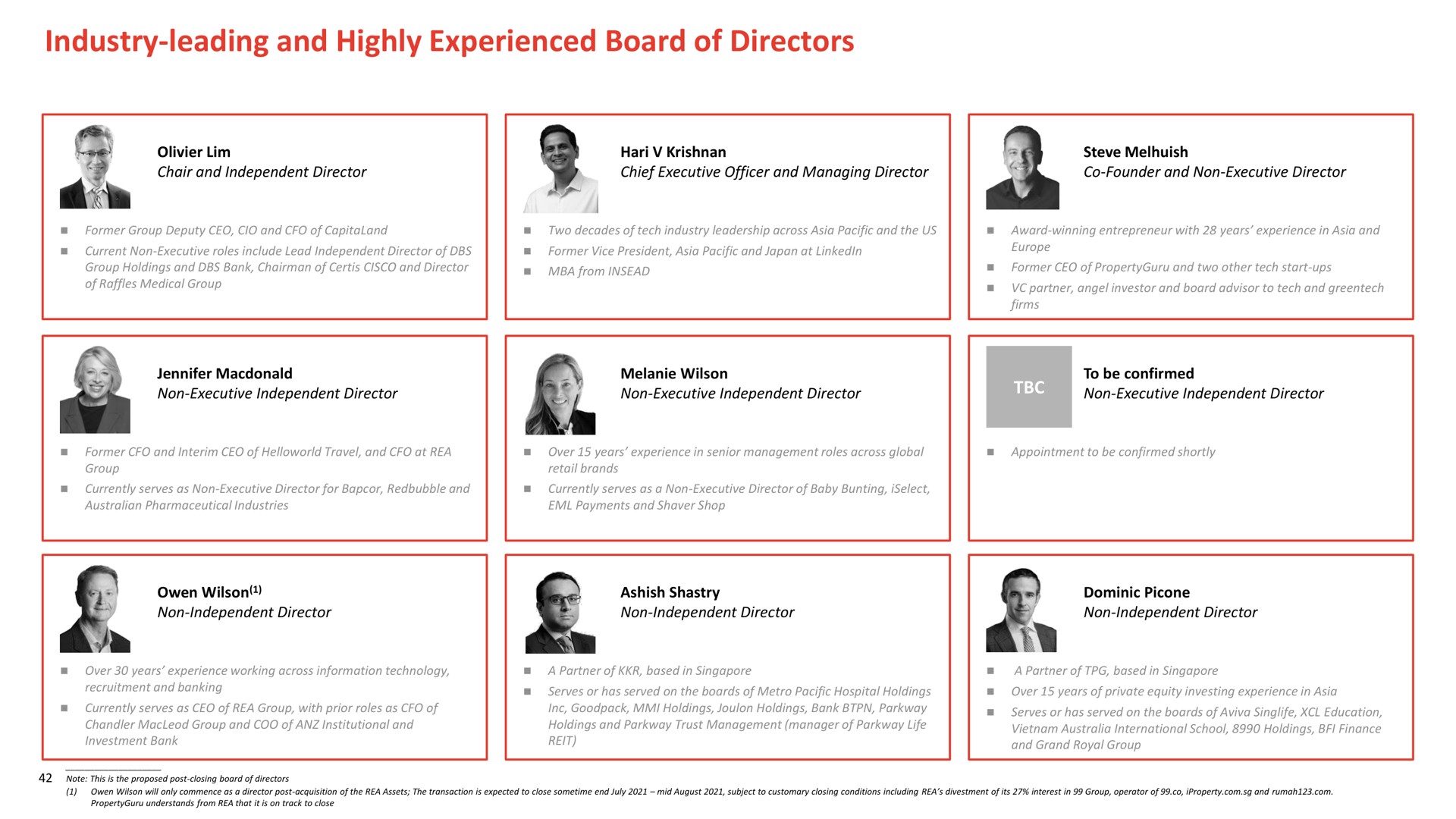 industry leading and highly experienced board of directors | PropertyGuru