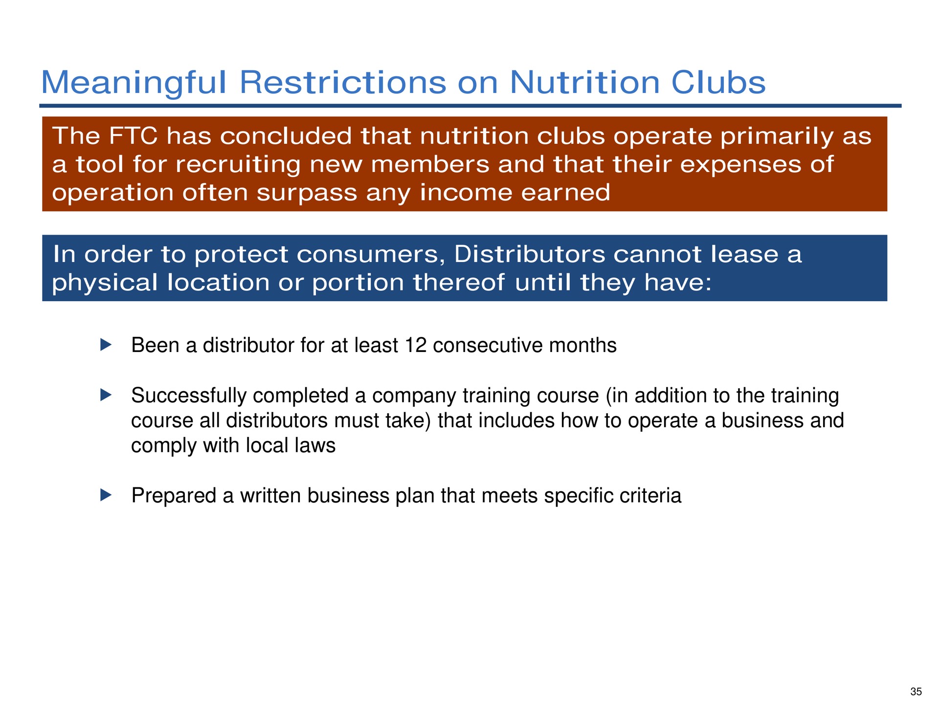 meaningful restrictions on nutrition clubs | Pershing Square