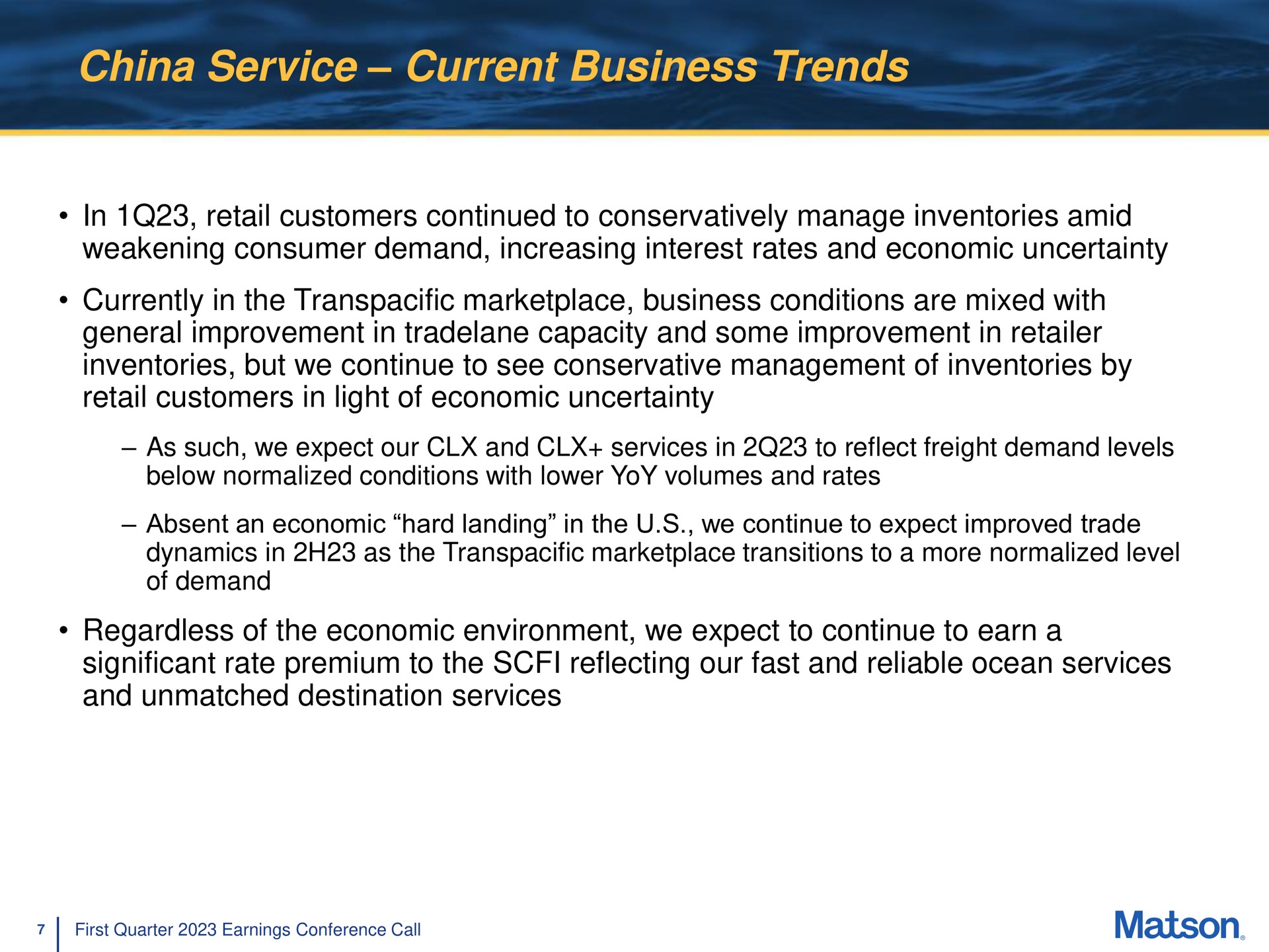 china service current business trends | Matson