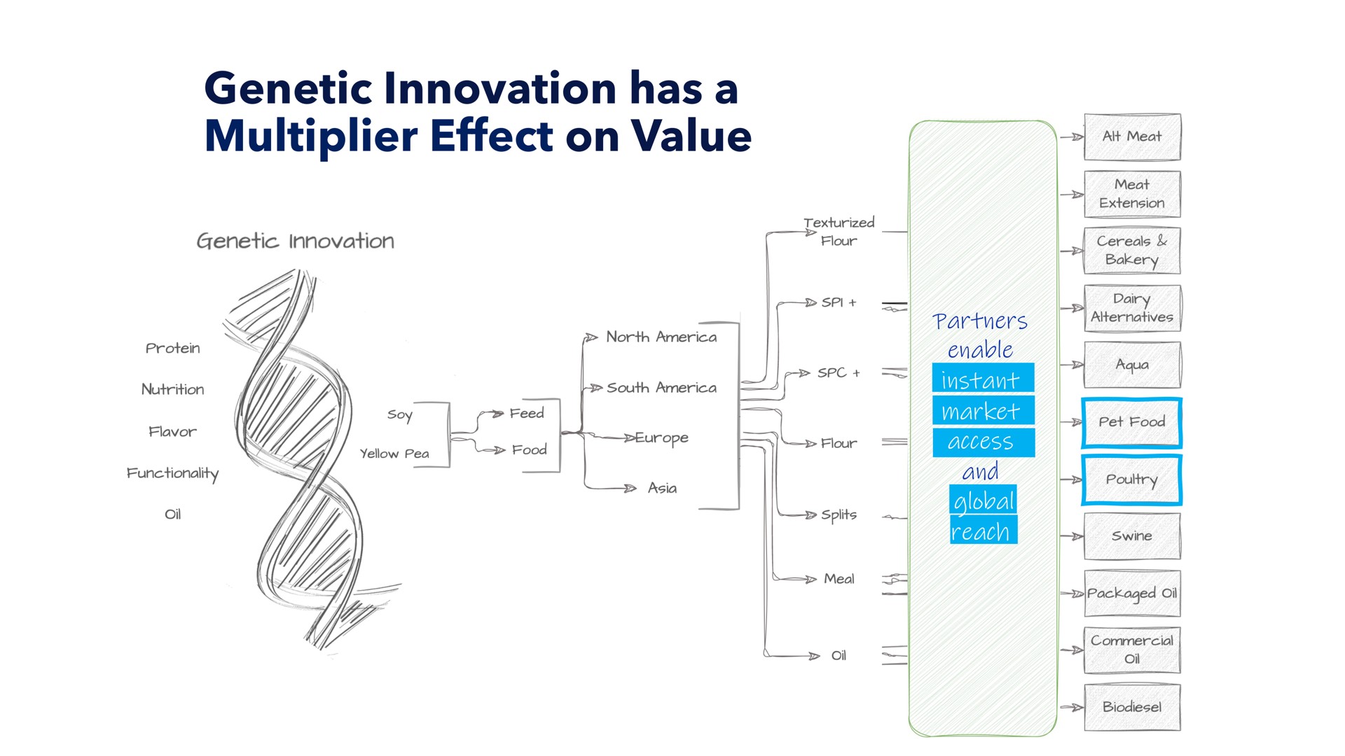 genetic innovation has a multiplier effect on value partners enable instant market access and global reach i i | Benson Hill