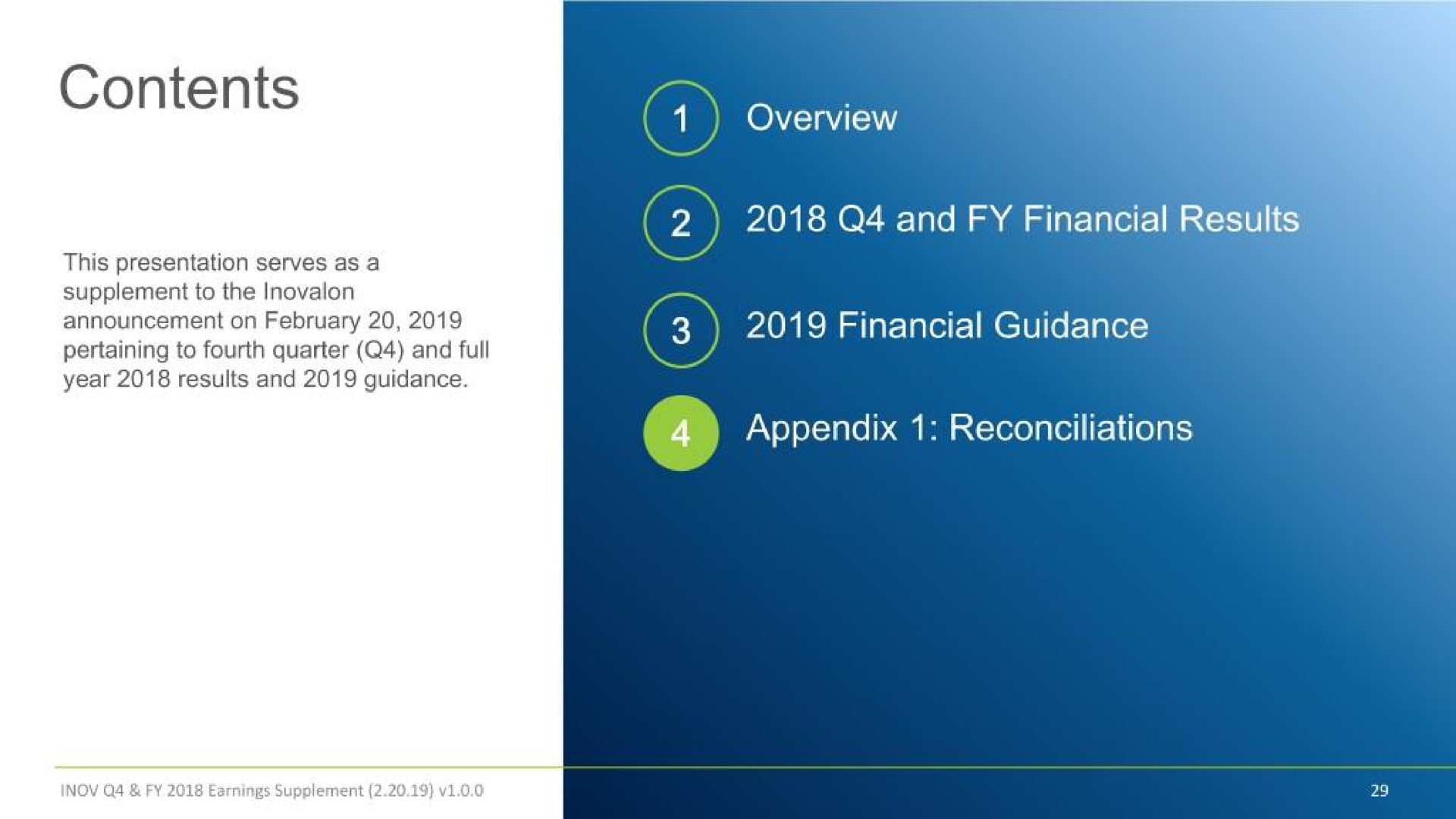 contents overview and financial results financial guidance appendix reconciliations | Inovalon