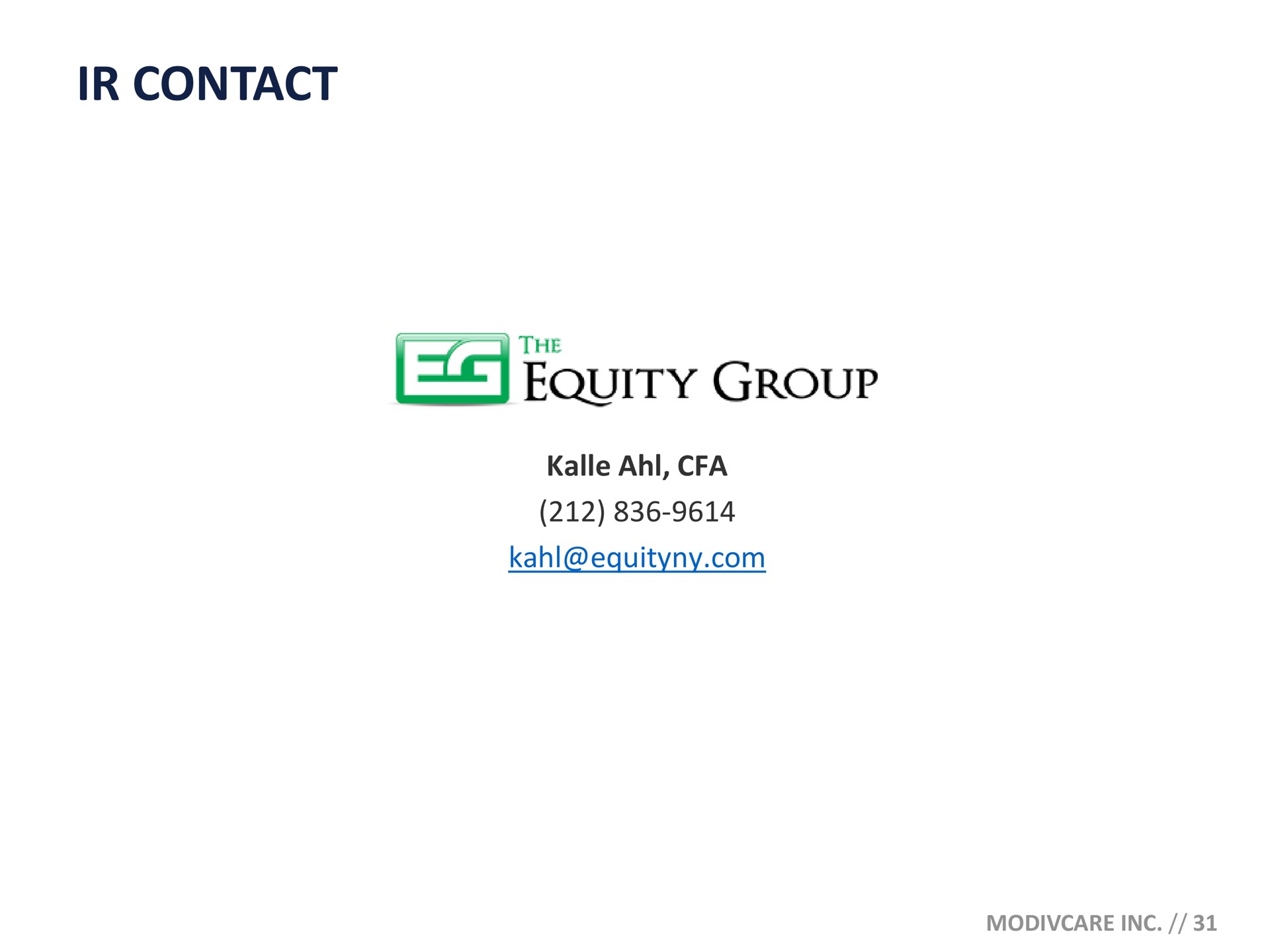 contact equity group | ModivCare