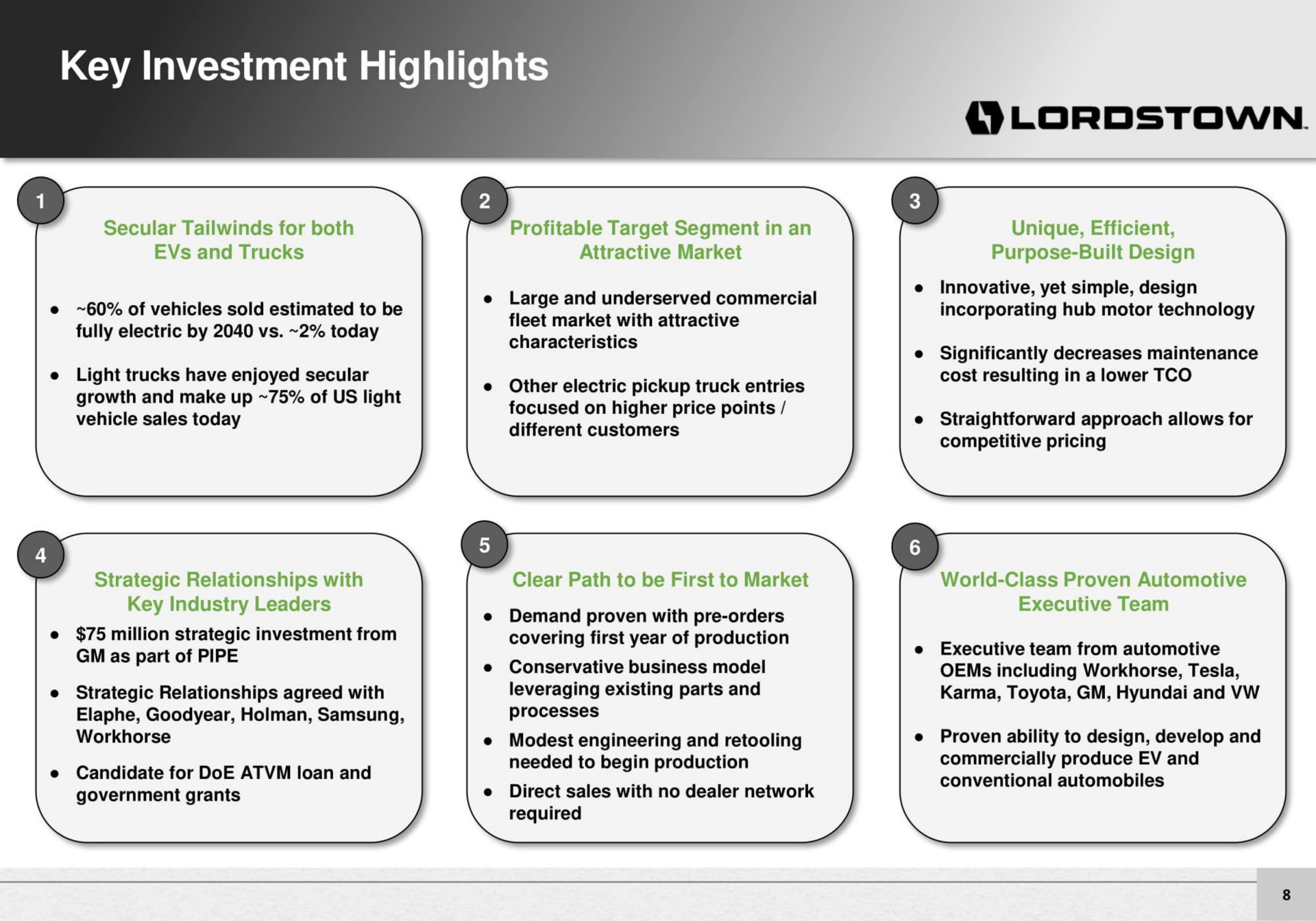 key investment highlights | Lordstown Motors
