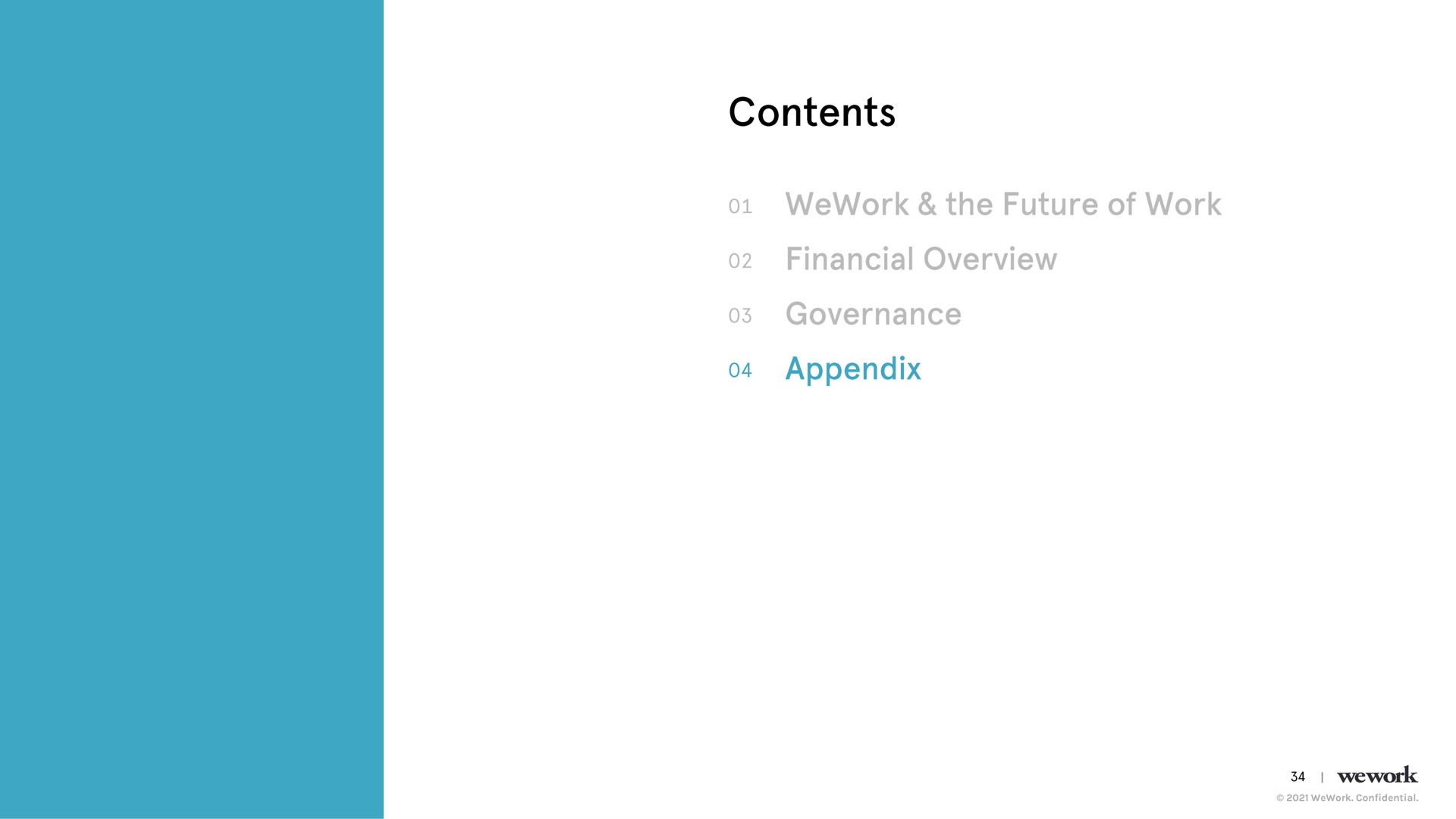 contents the future of work financial overview appendix | WeWork