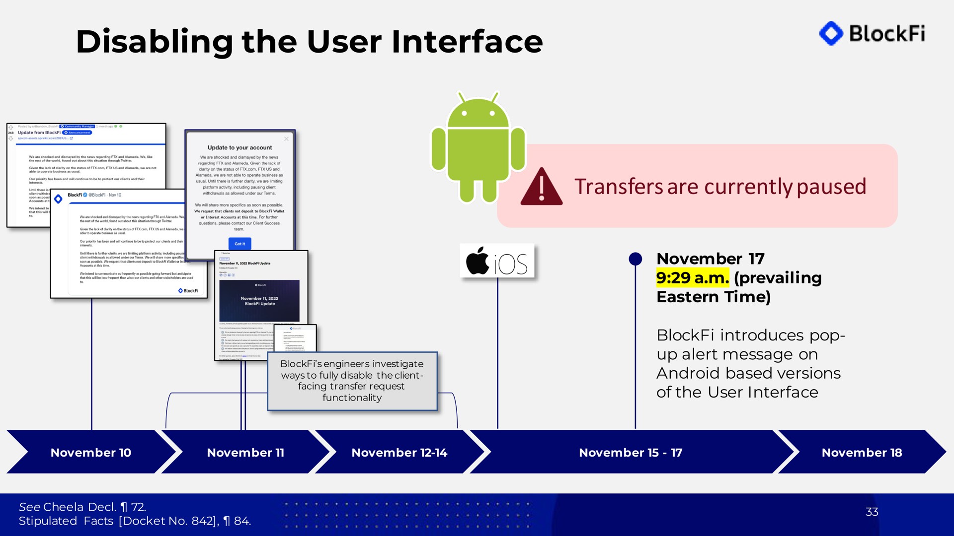 disabling the user interface | BlockFi