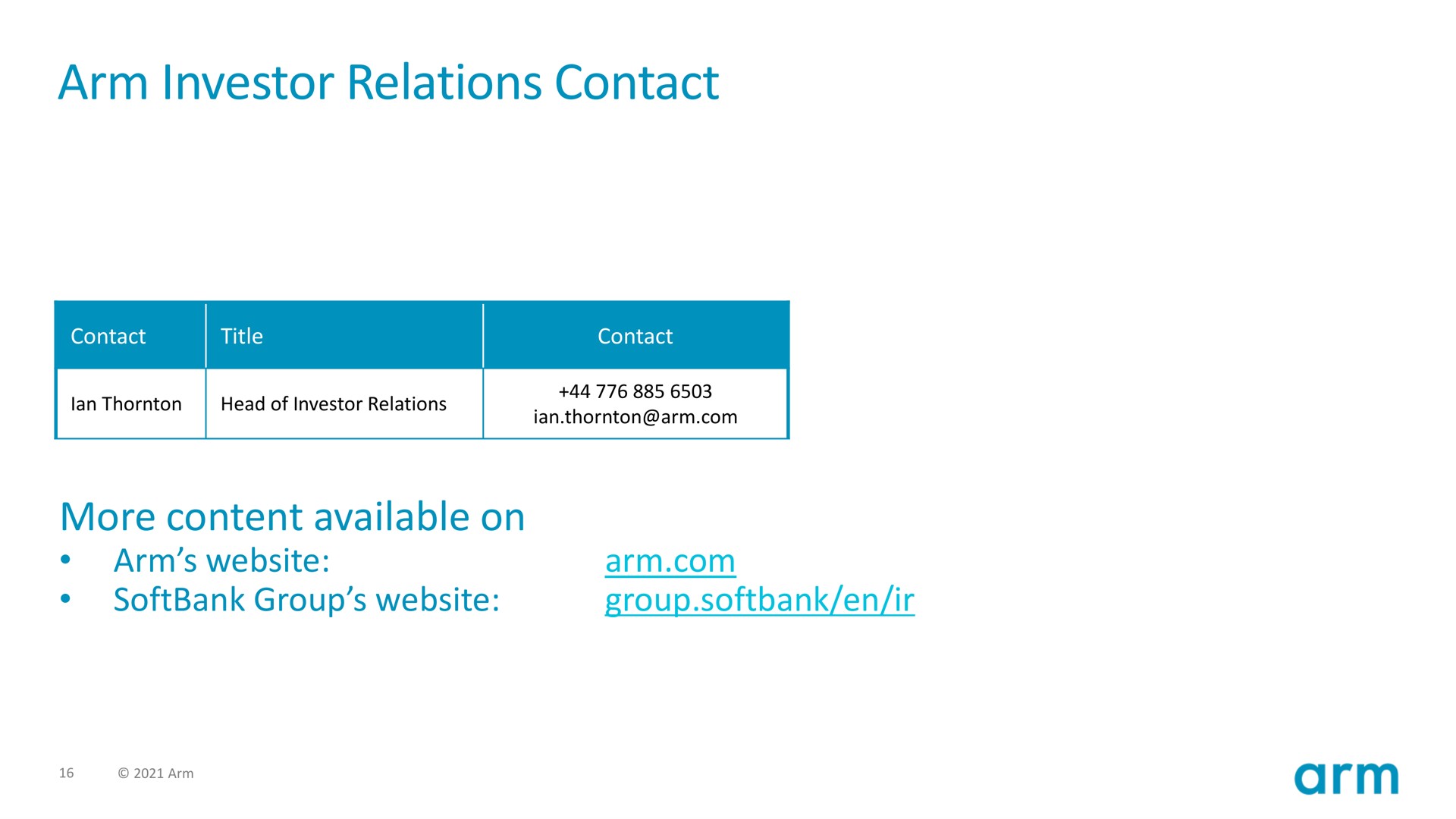 arm investor relations contact more content available on | SoftBank