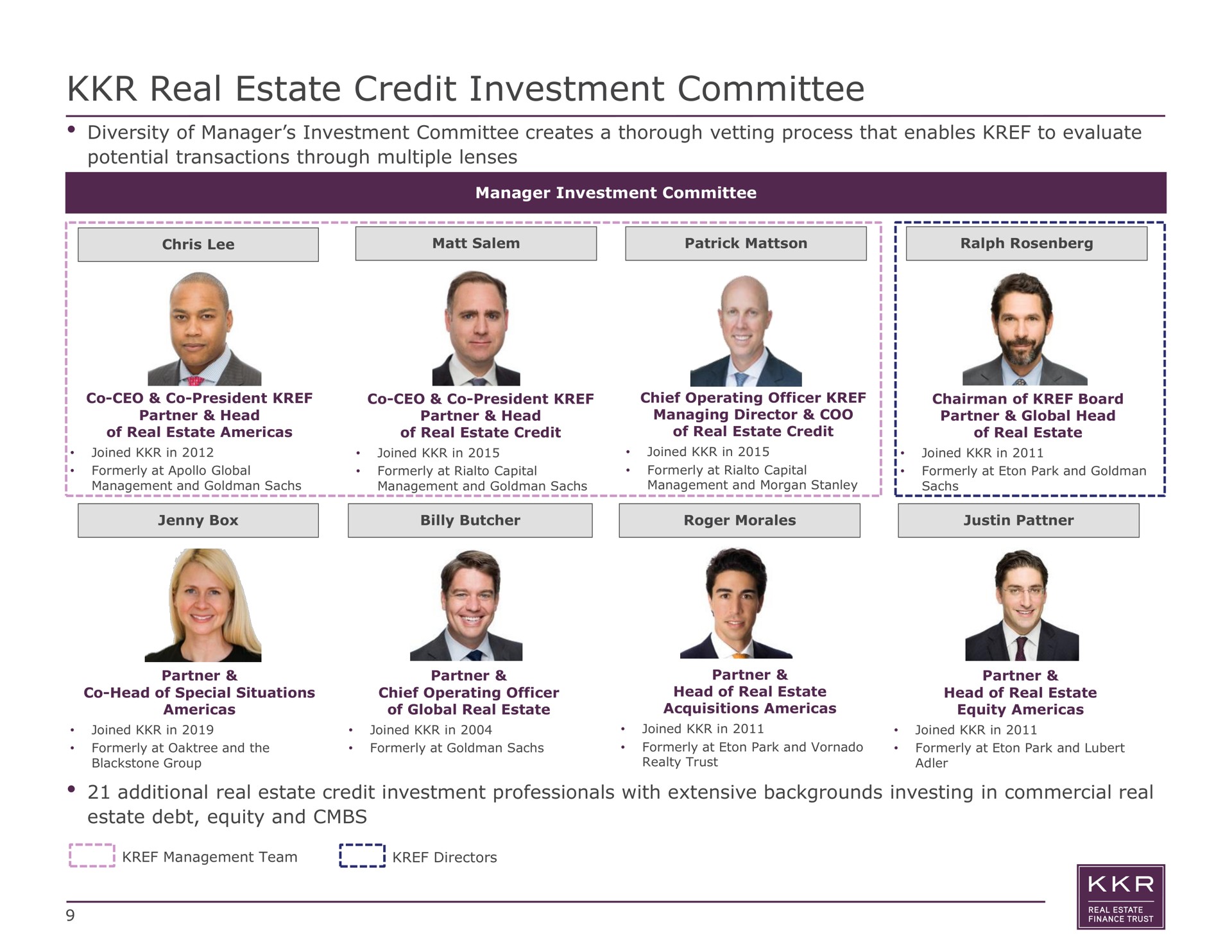 real estate credit investment committee | KKR Real Estate Finance Trust