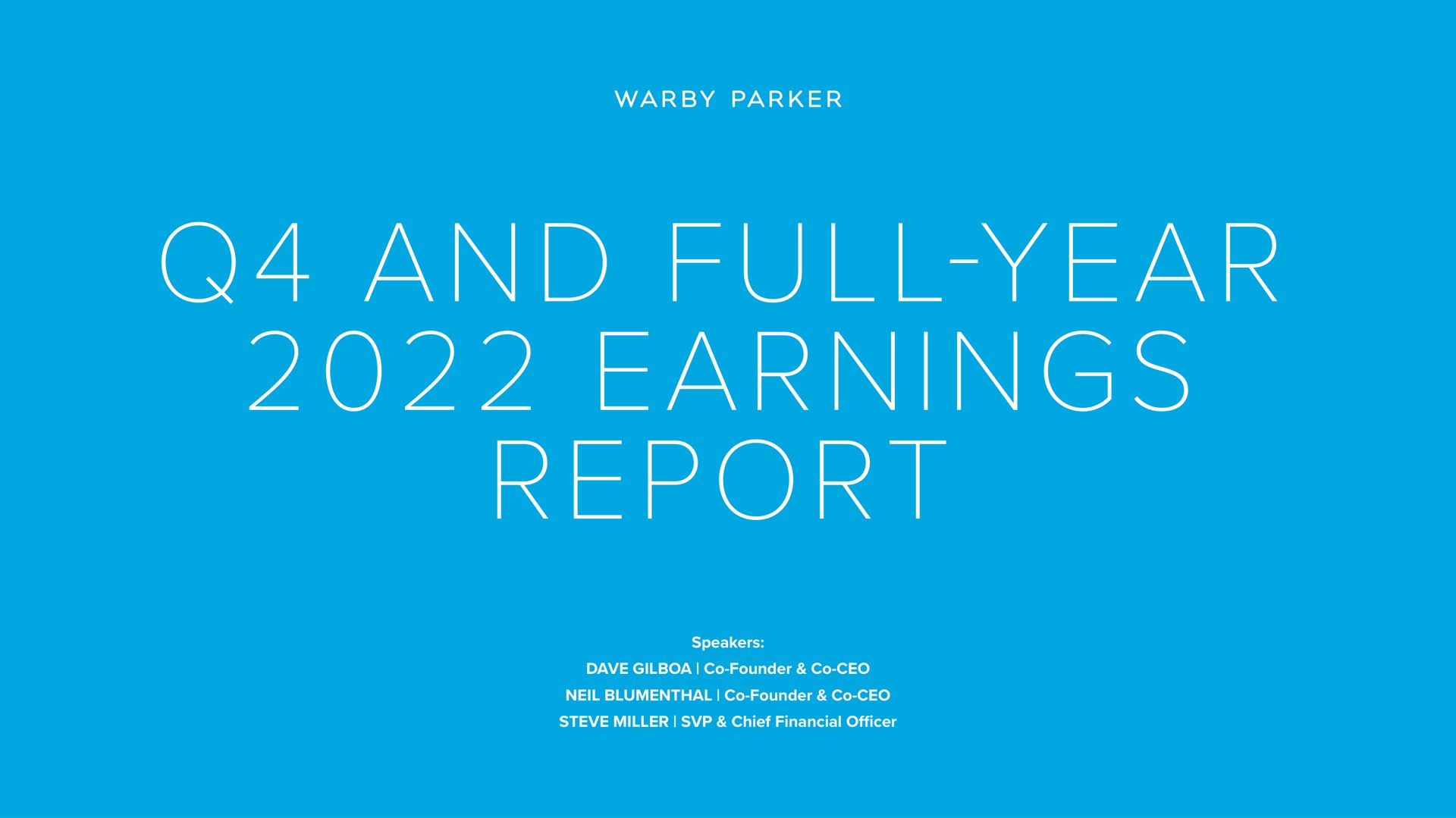 and full year earnings report parker i | Warby Parker