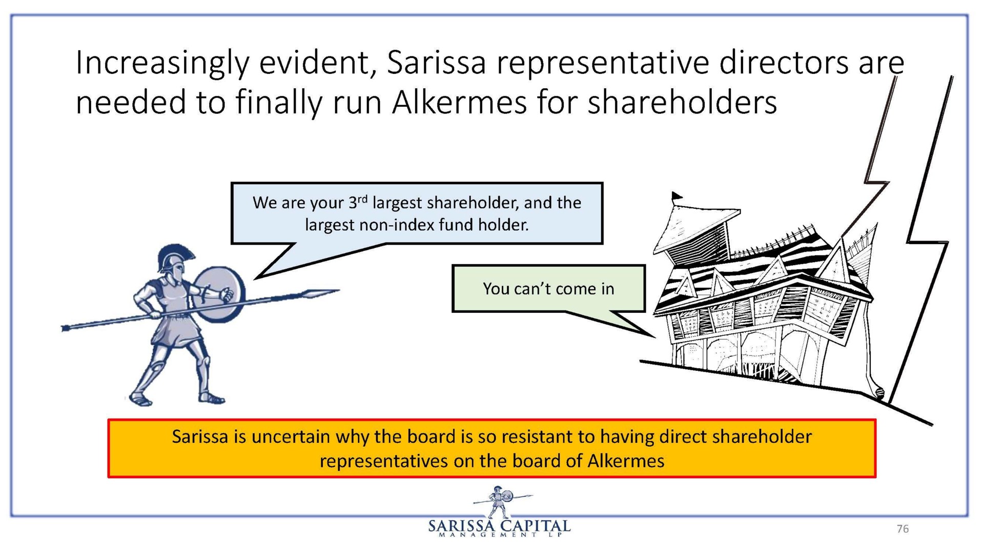 needed to finally run alkermes for shareholders | Sarissa Capital