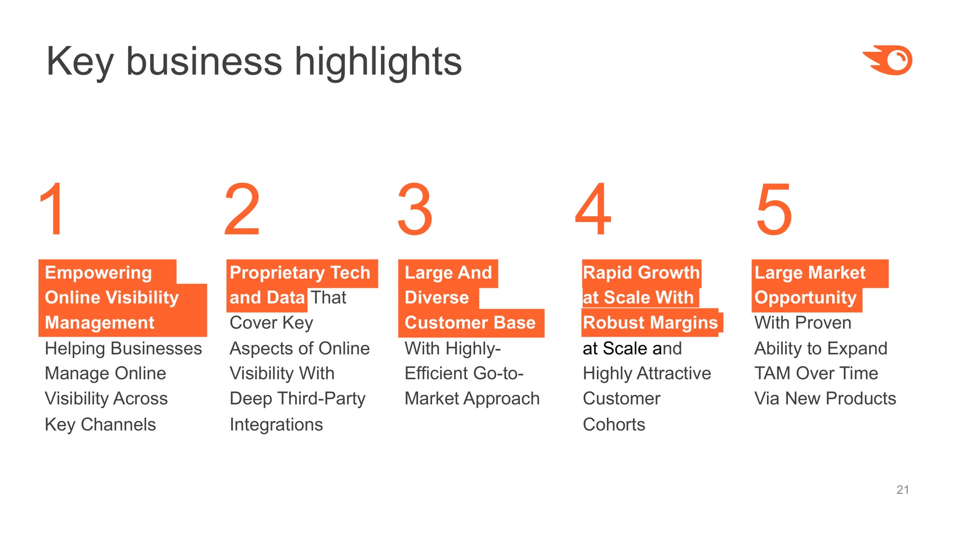 key business highlights | Semrush