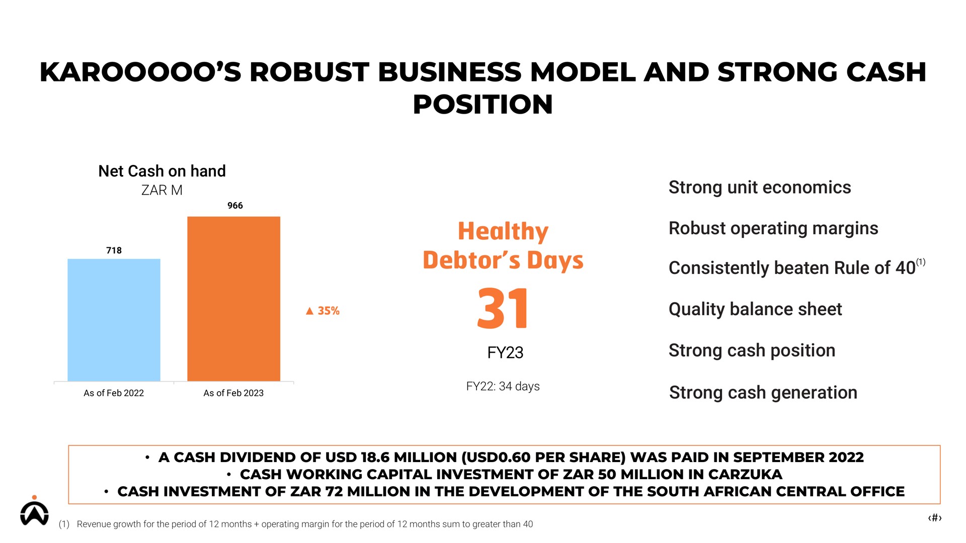 robust business model and strong cash position | Karooooo