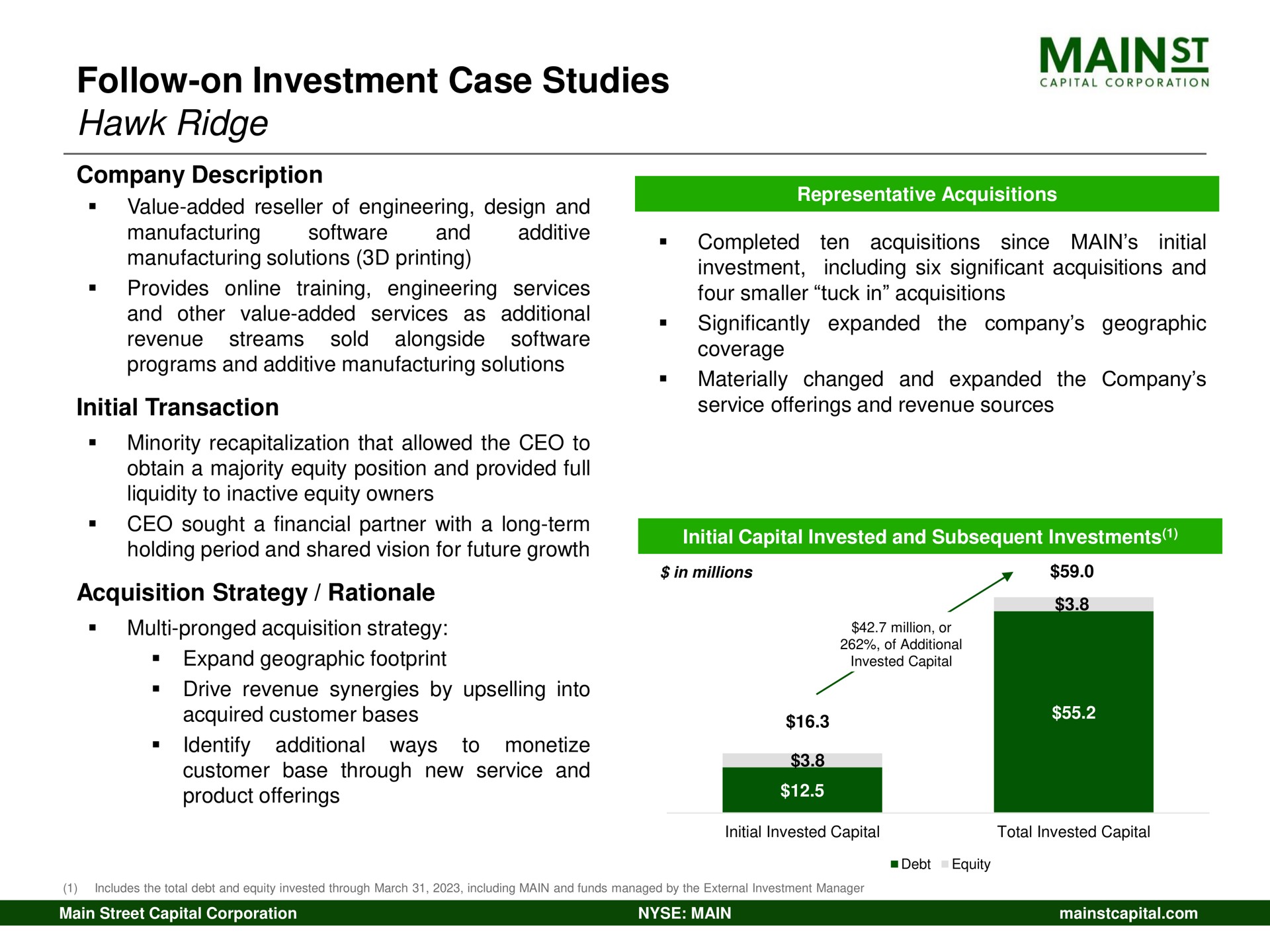 follow on investment case studies hawk ridge omen period end shared vision for future growth | Main Street Capital