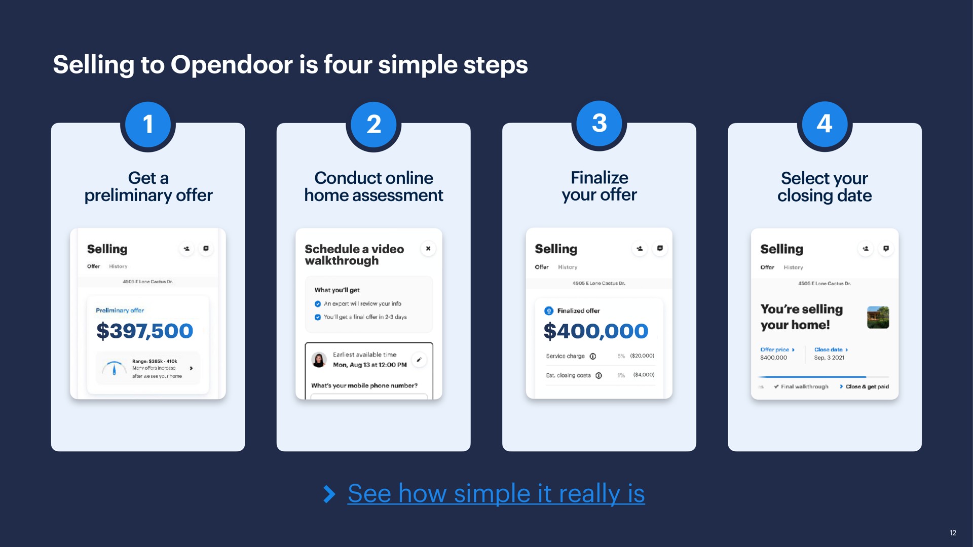 selling to is four simple steps see how simple it really is | Opendoor