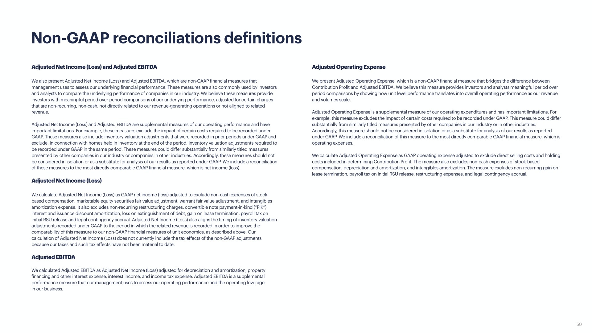 non reconciliations definitions | Opendoor